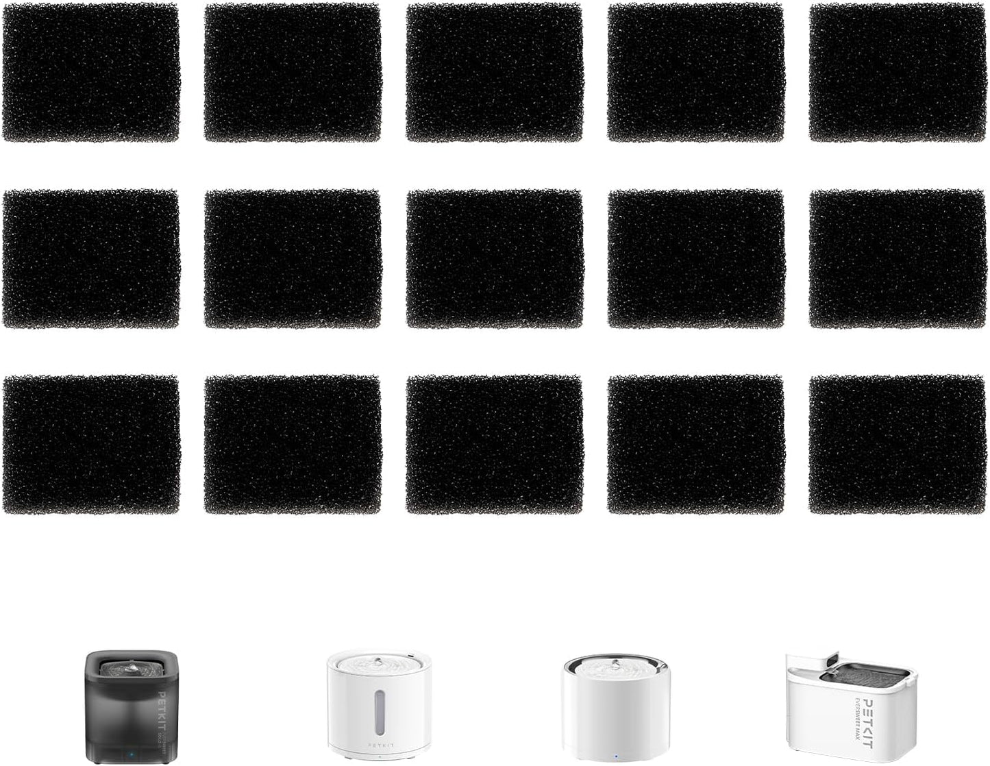 PETKIT Replaced Foam Filters for Eversweet Max/Eversweet 3 Pro/Solo 2/Solo SE Wireless Pump Pet Water Fountain,15 Pieces/Pack,Replacement Pump Filter