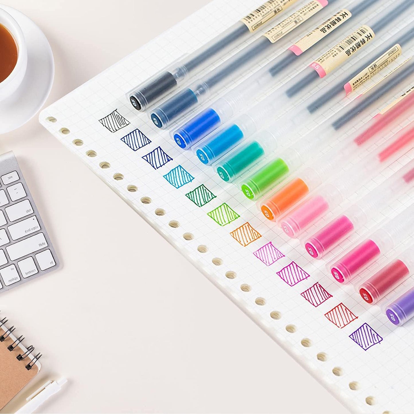 Gel Pens 12 Colors, Ball Fine Point, 0.5 mm Ink Note Taking Pens for Japanese Korean Office School Stationery Supplies (Assorted, 12-Count)