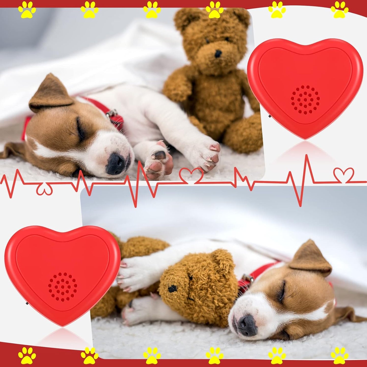 Wettarn 4 Pcs Heartbeat Replacement Puppy Soother Heartbeat Simulator for Dogs Pets Red Simulator Toys for Cats Dog Anxiety Relief Sleep Aid Calming
