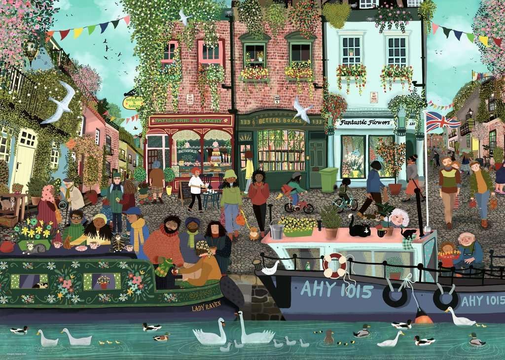 Ravensburger - Riverside Town - 1000 Piece Jigsaw Puzzle - Quaint Village on The Water - Vibrant, Rustic Scene of Yesteryear - Frameable - Premium Quality - Puzzles for Adults