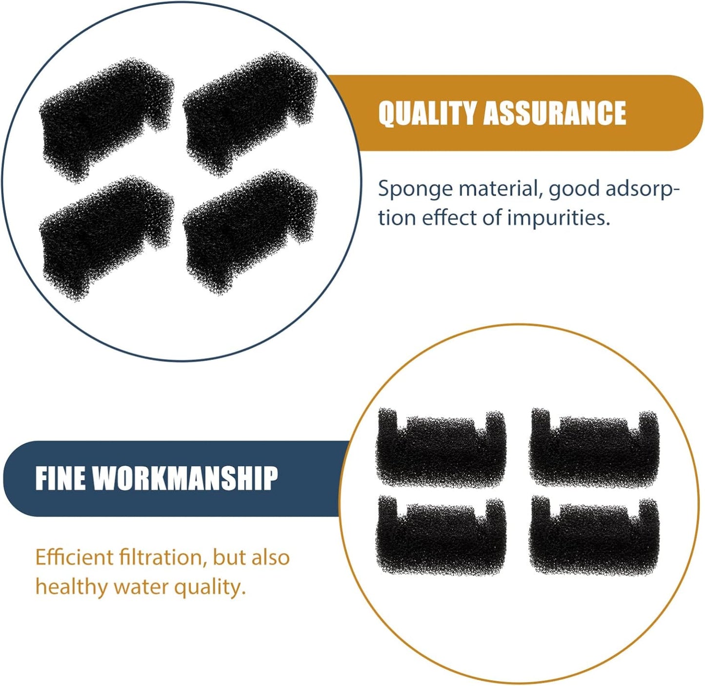 Happyyami 4pcs Pet Water Fountain Replacement Sponge Filter Elements u Compatible for Cleaner Fresher Drinking Water for Cats and Dogs