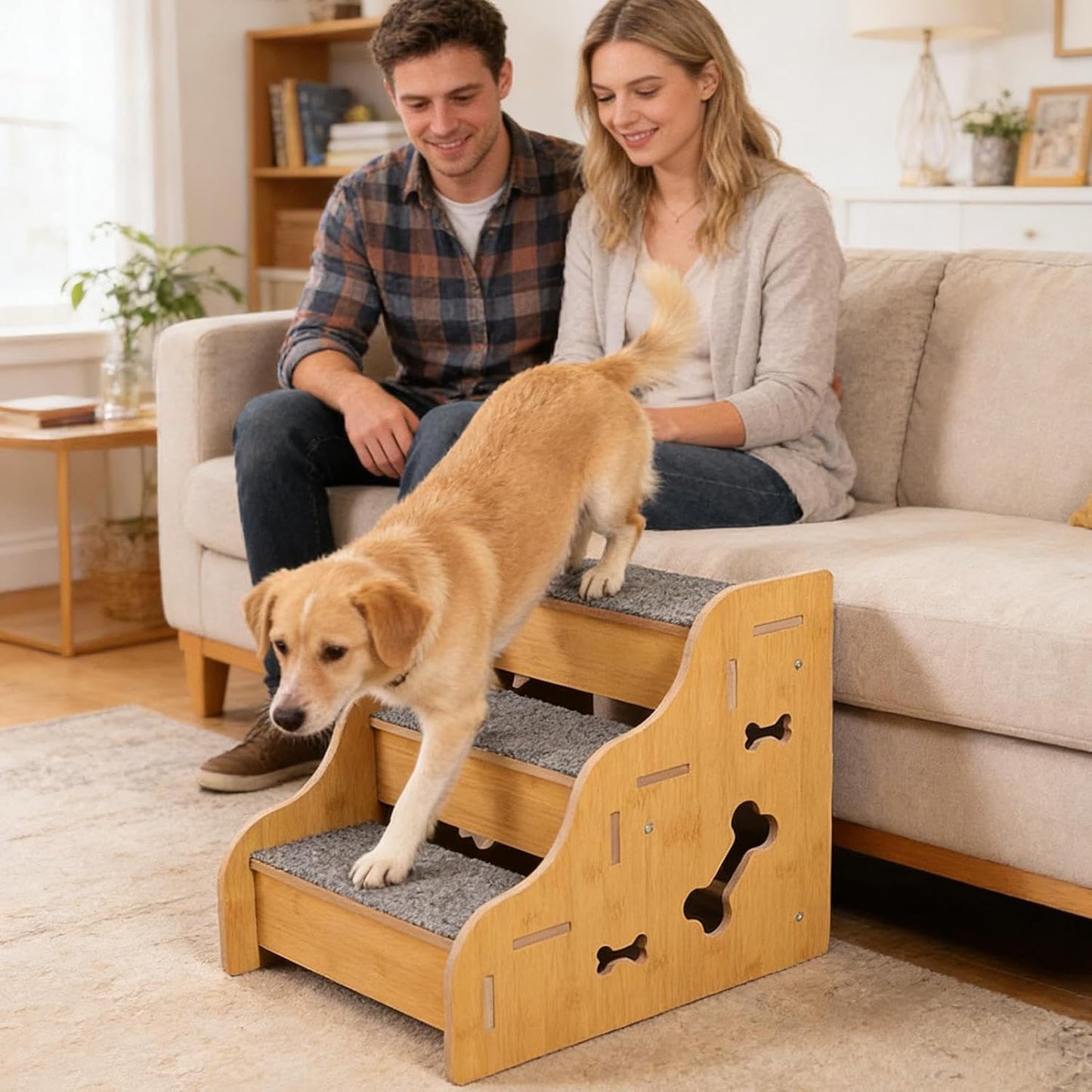 Pet Stairs - Puppy Climbing Ramp Stairs, Dog High Bed Steps with Non Slip Surfaces & Lightweight Design for Indoor Bedroom Sofa Window Living Room RV Couch Furniture Apartment Use