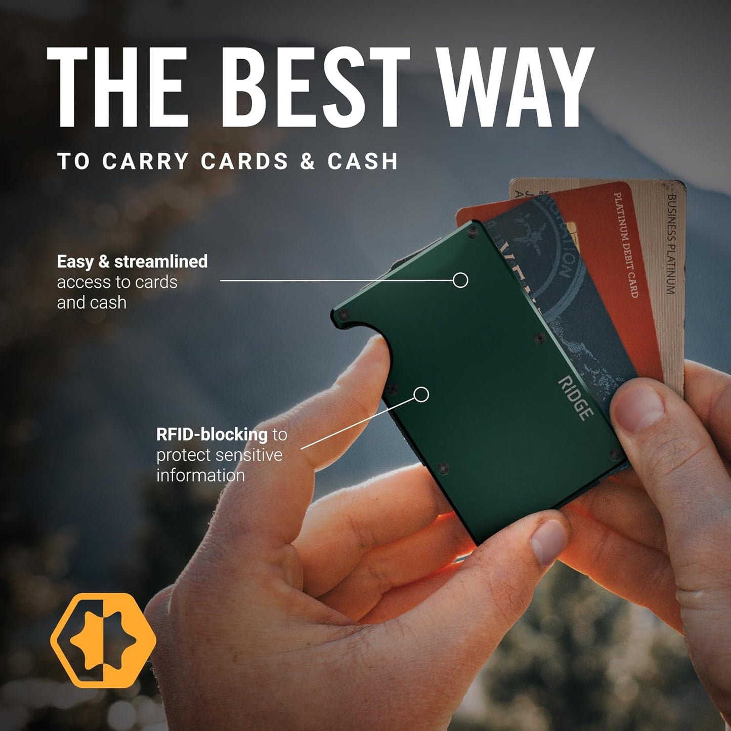 The Ridge Wallet for Men - Slim Minimalist Compact Wallet and Card Holder, RFID Protected Front Pocket Wallets for Men with Integrated Money Clip (Forest Green)