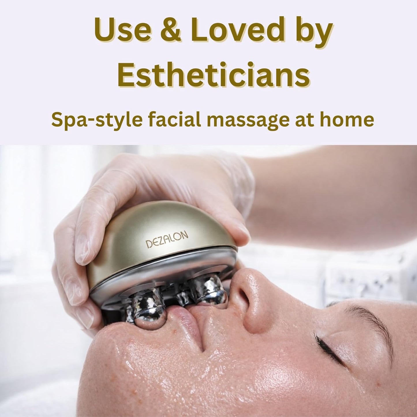 Microcurrent Facial Device, Face Massager Tool, Eye and Neck Massager, Face Roller, Beauty Tools for Relaxing Facial Massage and Skin Care Routine, Gold Color