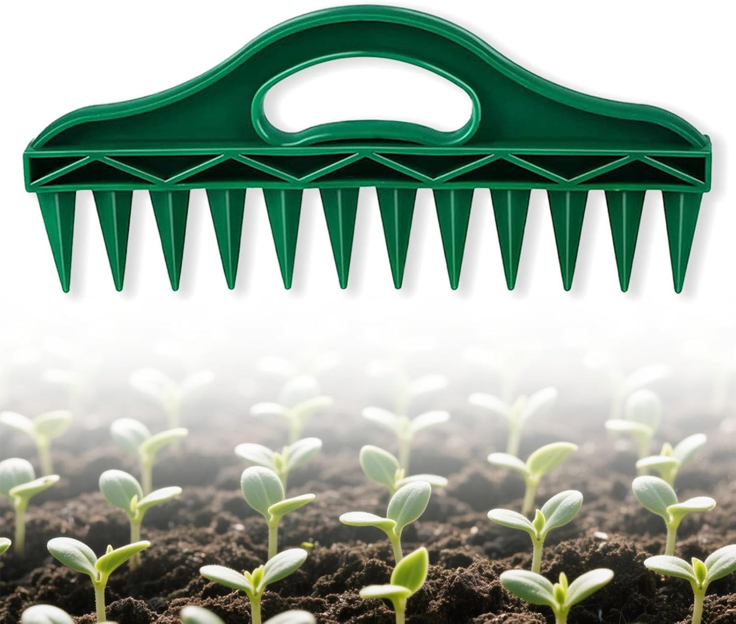 12-Hole Seed Planter Tool for Raised Beds & Pots - Fixed-Spacing Garden Dibber, Hand-Depth Control (Solid 190g)