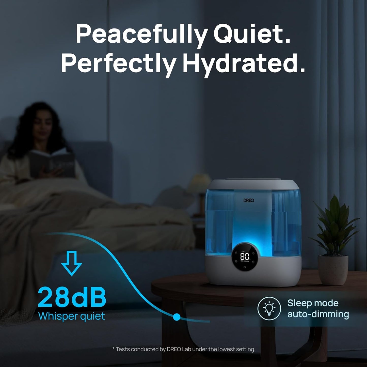 DREO Humidifiers for Bedroom, 6L Top Fill Supersized Cool Mist Humidifier for Large Room, 60 Hour Runtime, Quiet Ultrasonic Humidifiers for Plants, Baby, Indoor, Home, Night Light, Blue