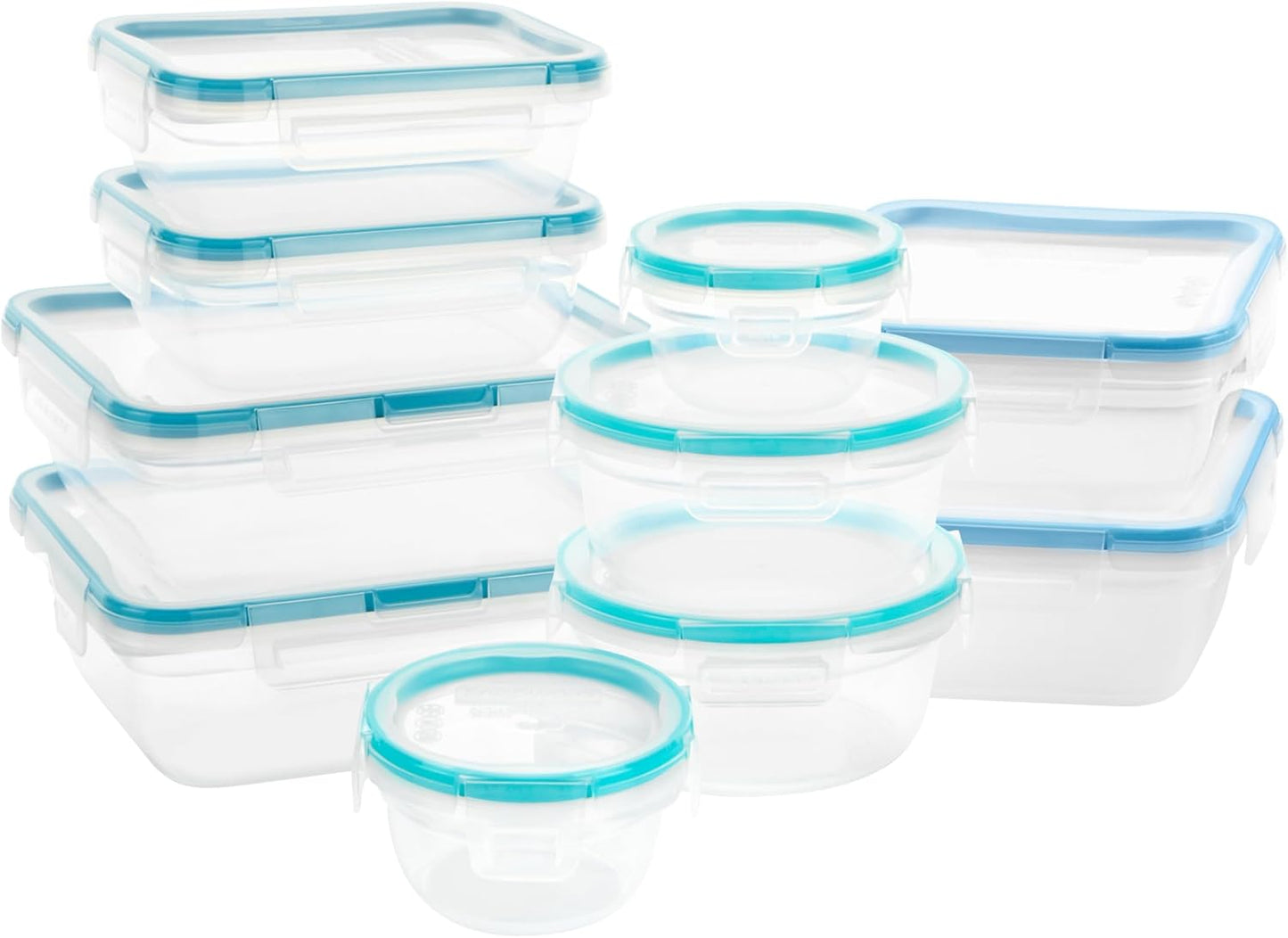 Snapware Plastic Total Solutions (10-Pack, Mixed Sizes) Food Storage Containers Set, Airtight & Leakproof Plastic Locking BPA-Free Lids Tupperware, Freezer Dishwasher Microwave Safe