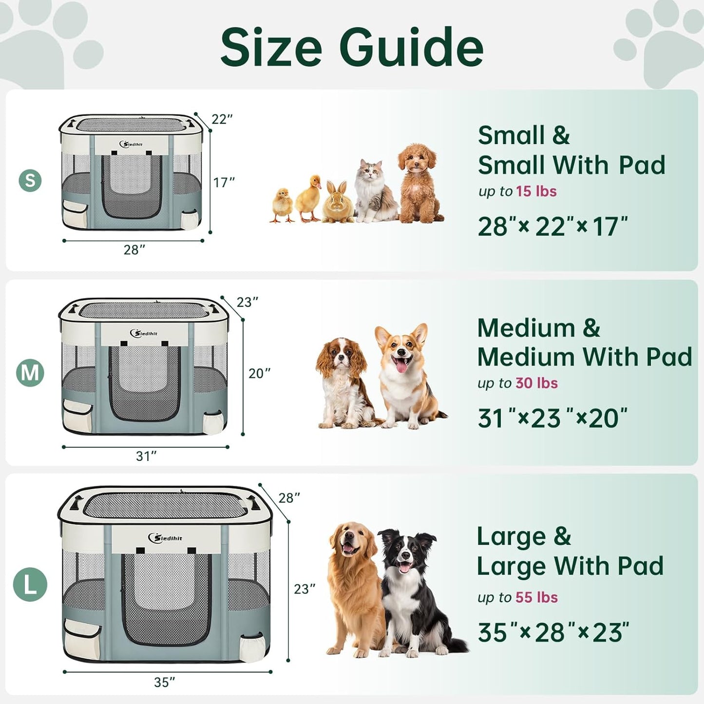 Dog Playpen,Cat Pet Puppy Pen,Portable Playpens for Dogs Indoor Outdoor Travel Camping Use,Foldable Dog Kennel Tent Crate for Rabbit Small Animals with Carrying Case (Grey, Small)