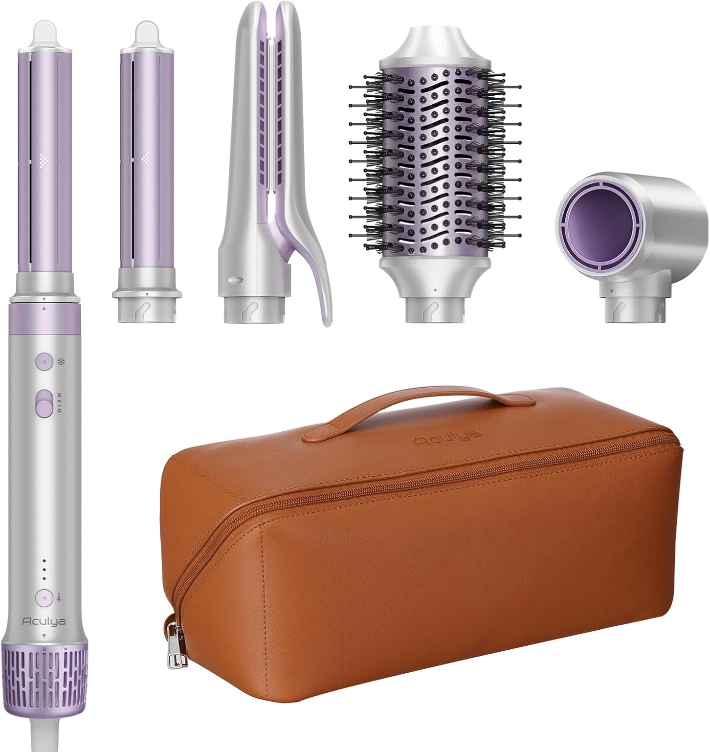 5 in 1 Hot Air Styler- 110,000 RPM Ionic Straighter, High Speed Hair Dryer, Volumizer & Auto-Wrap Curlers, Frizz-Free Styling Tool, Hair Styler Gift Set with Travel Bag