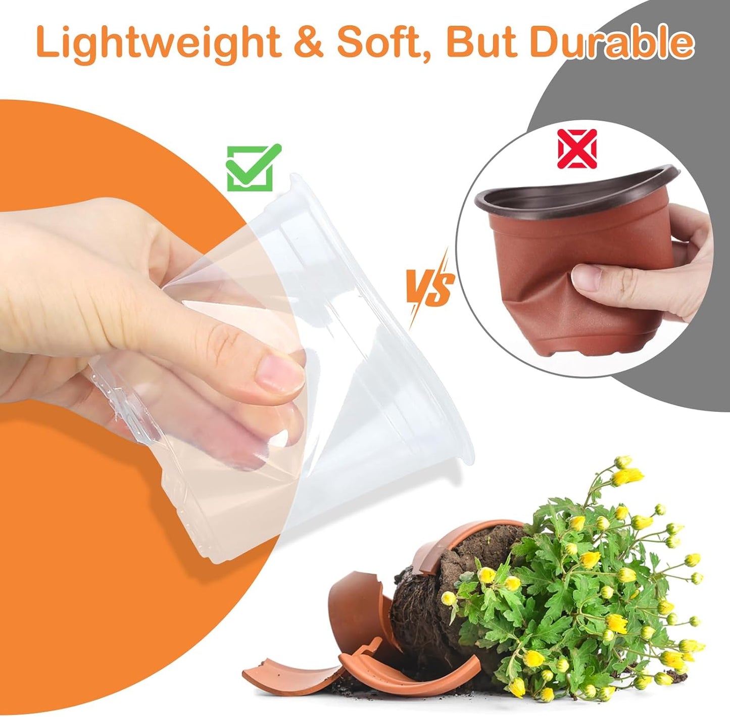 45 Pack 7/6/5/4/3 Inch Clear Nursery Pots for Plants, Clear Plastic Plant Pots with Drainage Holes, Transparent Variety Pack Flexible Garden Pot for Outdoor Indoor, Seed Starting Pots