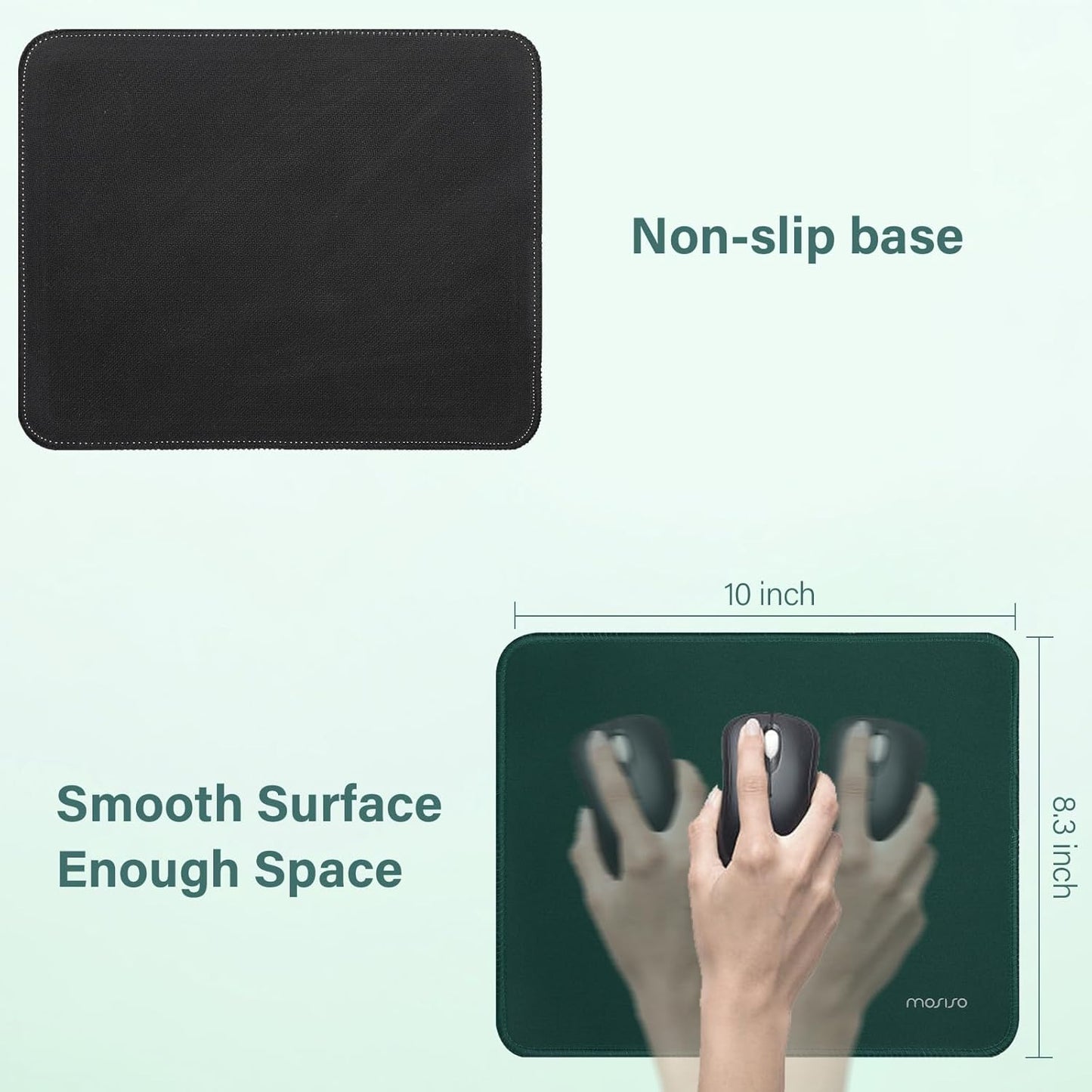 MOSISO Large Gaming Mouse Pad&Massage Keyboard Wrist Rest&Mousepad&Wrist Rest&Coaster,Ergonomic Non-Slip Base Pad Set&Pain Relief Easy Typing Cushion with Memory Foam for Home Office, Peacock Green