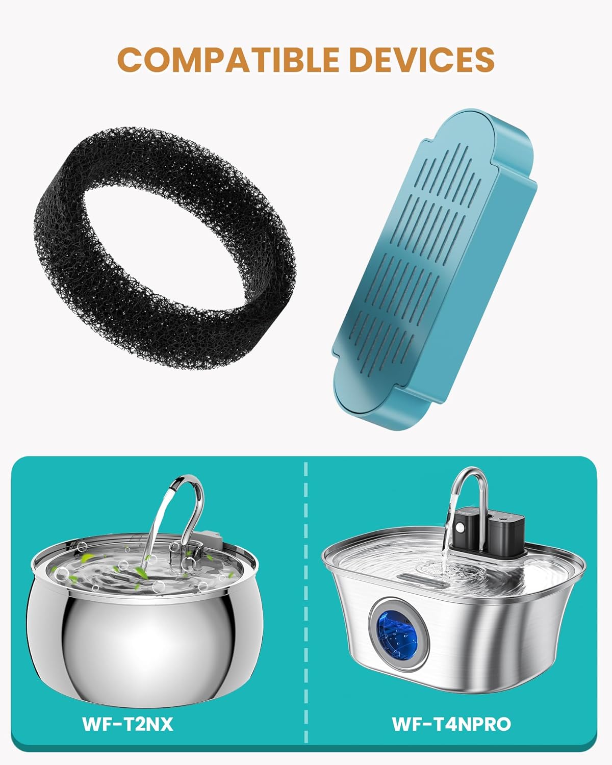Cat Water Fountain Filters,Pet Water Fountain Replacement Filter for 108oz/3.2L and 135oz/4.0L Adjustable Water Flow Cat Fountain