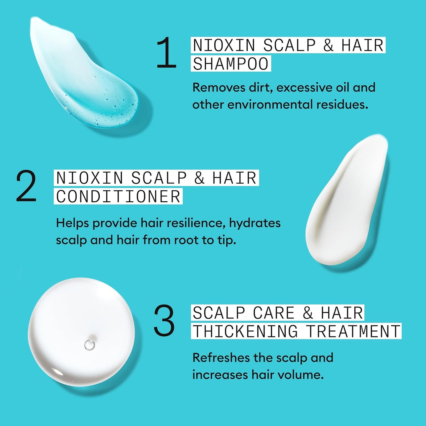 NIOXIN Scalp + Hair Thickening System Kits | For Natural, Colored, & Damaged Hair with Light to Progressed Thinning | Strengthen & Boost Hair Density with Niacinamide & Biotin | 1 Month Supply