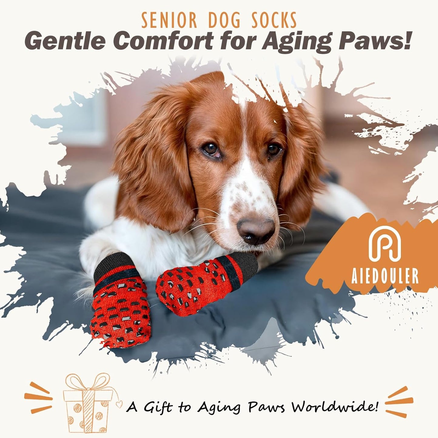 Anti Slip Dog Socks to Prevent Licking Paws, Dog Shoes for Hot/Cold Pavement, Dog Boots on Hardwood Floors, Traction Control Dog Booties & Paw Protectors for Small Medium Large Senior Dogs