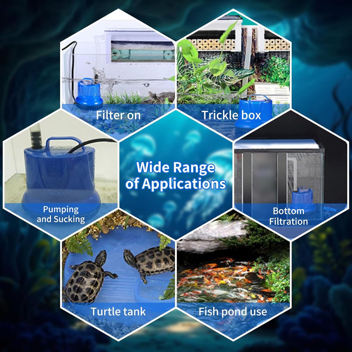 475GPH Submersible Pump 25W Fountain Water Pump, 1800L/H, with 5.91ft High Lift, 2 Nozzles 4 base for Fish Tank, Pond, Aquarium, Statuary, Hydroponics