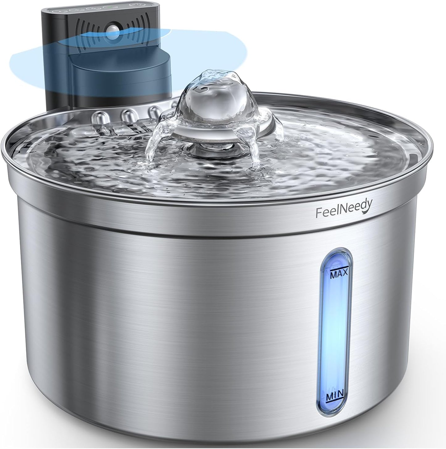 Wireless Cat Water Fountain - Safe Water-Electricity Separation, 3.5L Stainless Steel, XL Filter for Less Replacement, 4000mAh Battery, Motion Sensor & Ultra-Quiet Pump - FEELNEEDY