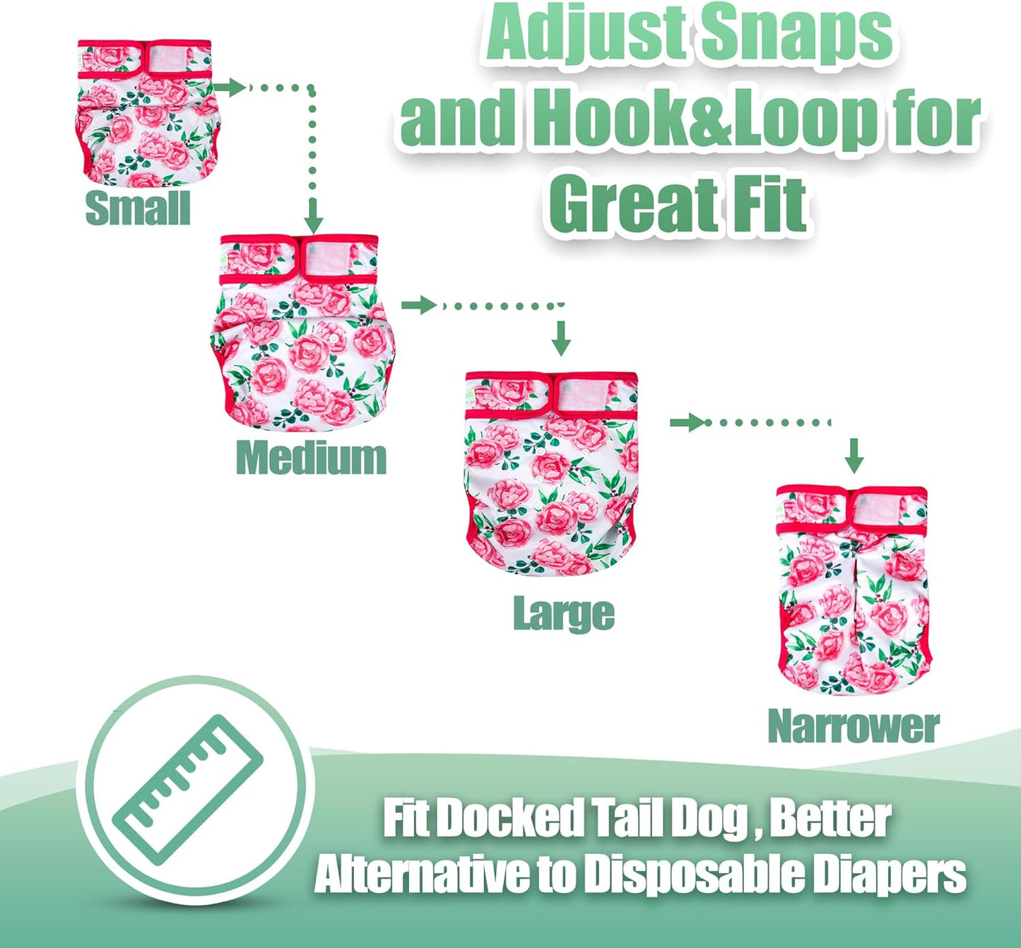 wegreeco Frenchie Dog Diapers Female No Tail Hole,Washable Pet French Puppy Bulldog Diapers Female for Period Heat,Reusable Doggy Doggie Dog Diapers （Ocean of Flowers Medium）