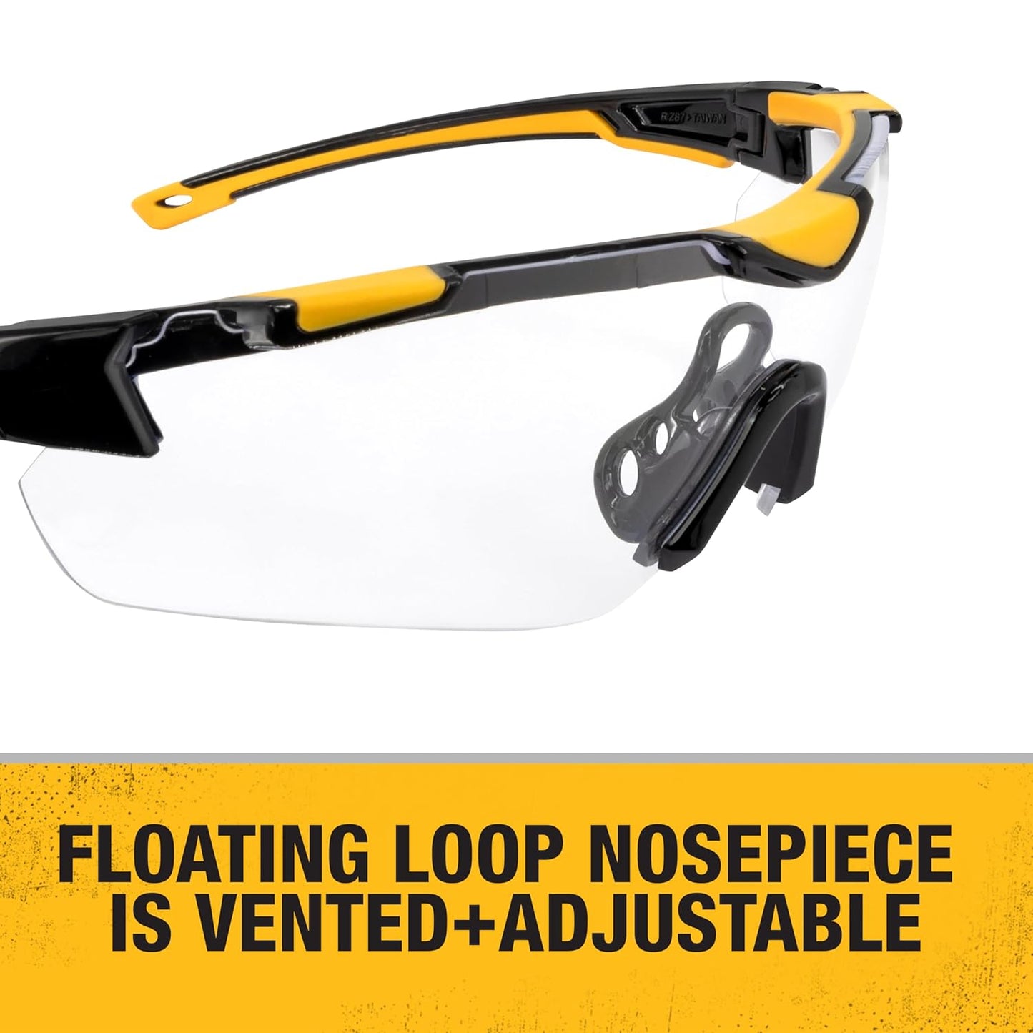 DEWALT DPG110 Chisel Unisex Trim-Fit Half Frame Protective Eyewear, Black Frame Clear Lens