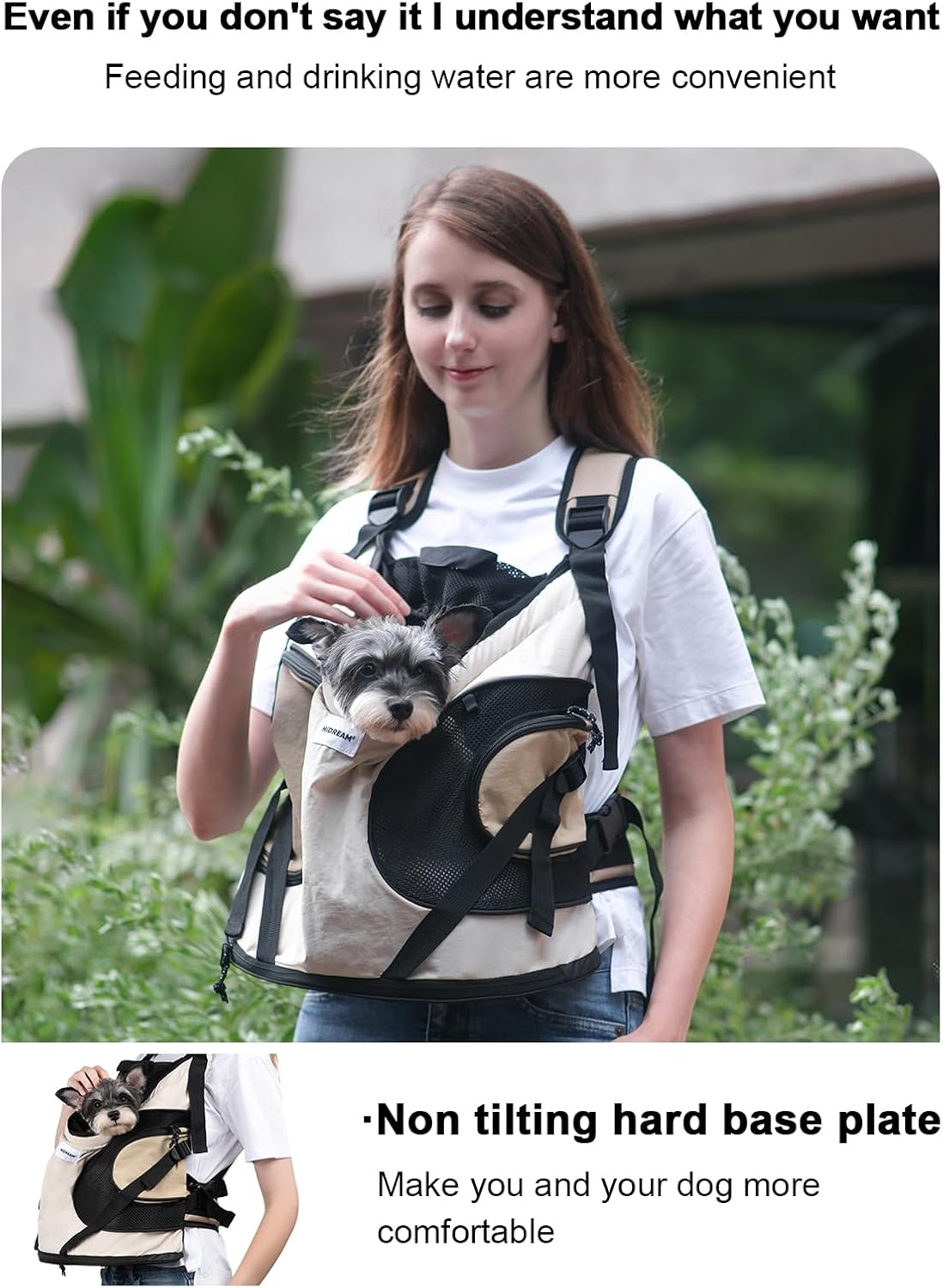 Dog Carriers for Small Dogs,Dog Backpack with 2 Pocket for Travel,Comfortable Dog Front Carrier Suitable for Dogs 8-18 pounds Machine Washable (Beige)