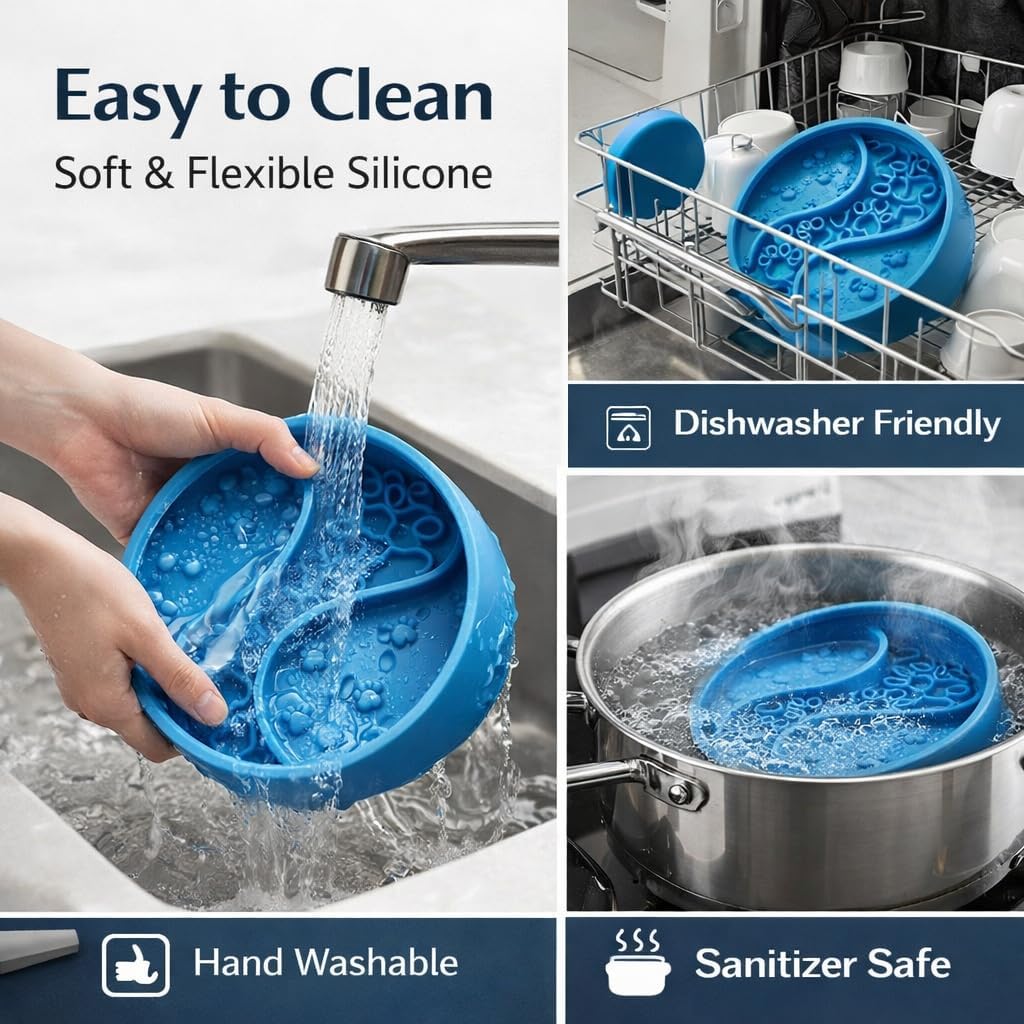 2026 New Silicone Slow Feeder Pet Bowl – 1.8 in Deep Slow-Eat Dog & Cat Bowl with Strong Suction Base, Dry & Wet Food Separation, 2–3 Cups Capacity, Easy Clean Non-Slip Design,BPA-Free