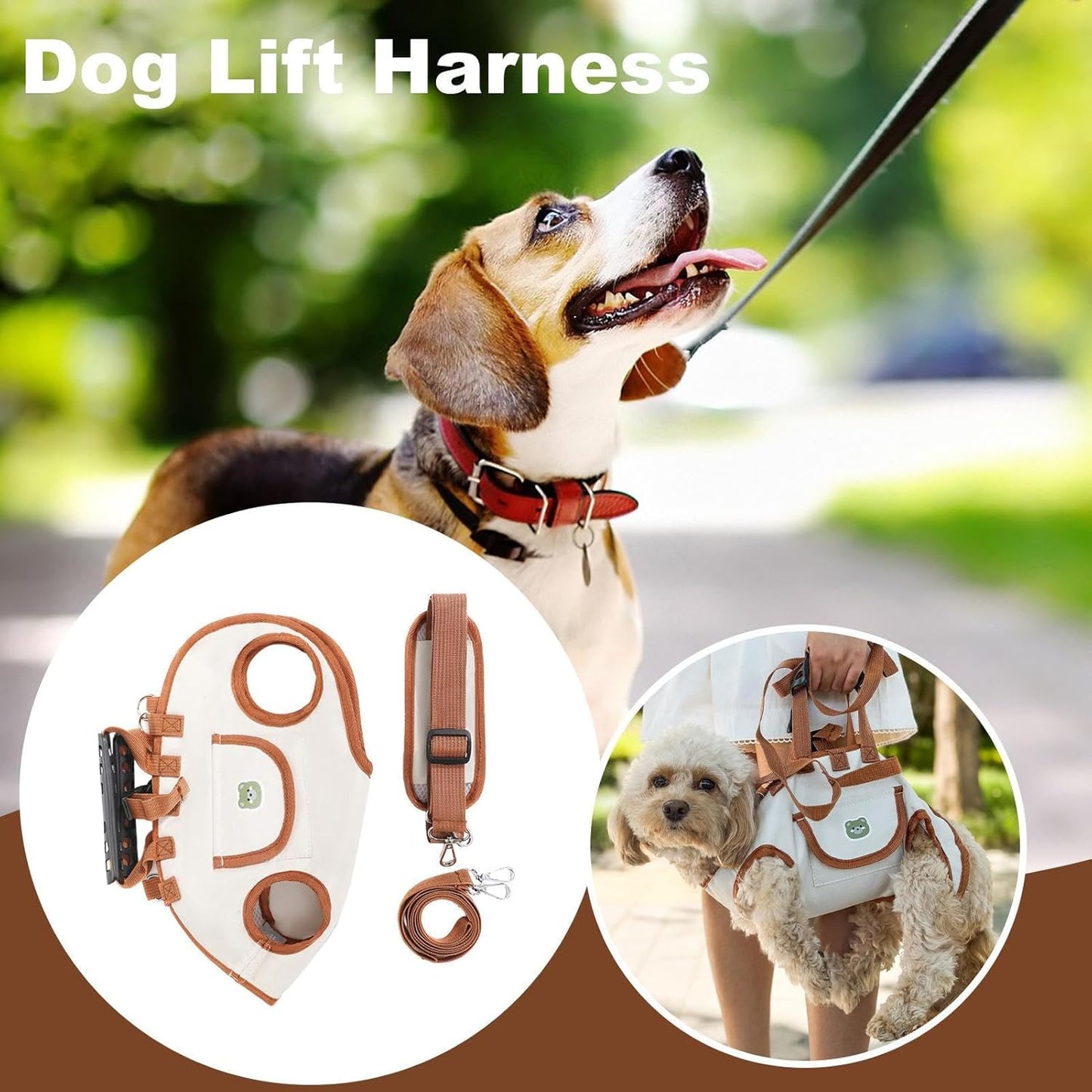 Dog Lift Sling - Full | Adjustable Pet Carrier Vest for Puppies Kittens Cats Walking Travel Picnic Beach Camping Cycling Outdoor Road Trips Comfortable Safe Support