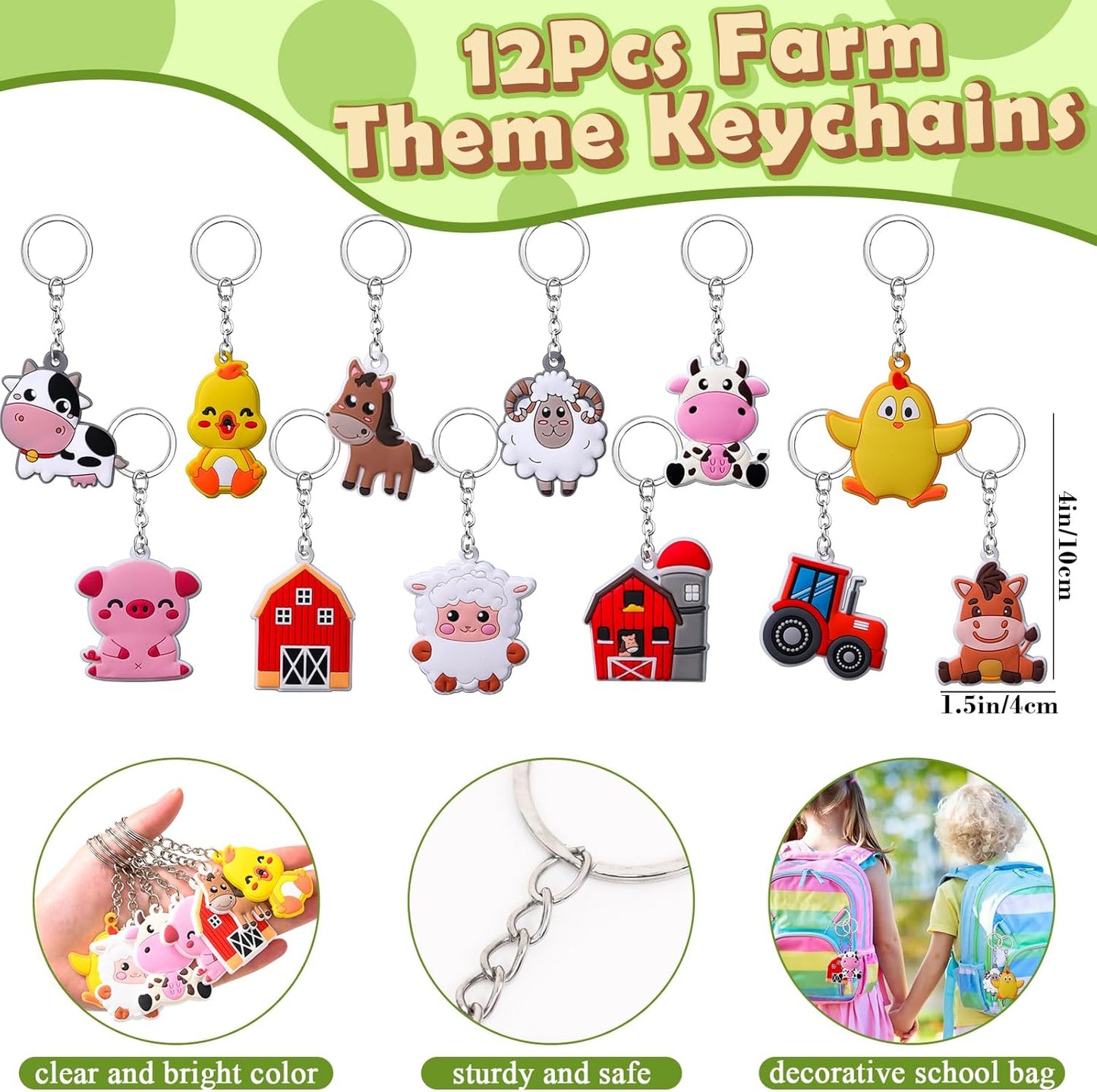 Winrayk 98Pcs Farm Animals Party Favors Barnyard Birthday Supplies, Drinking Straw Mini Bubble Wand Slap Bracelet Keychain Sticker, Goody Bag Stuffer Filler Girl Boy Kids Farm Theme Party Favors Decor