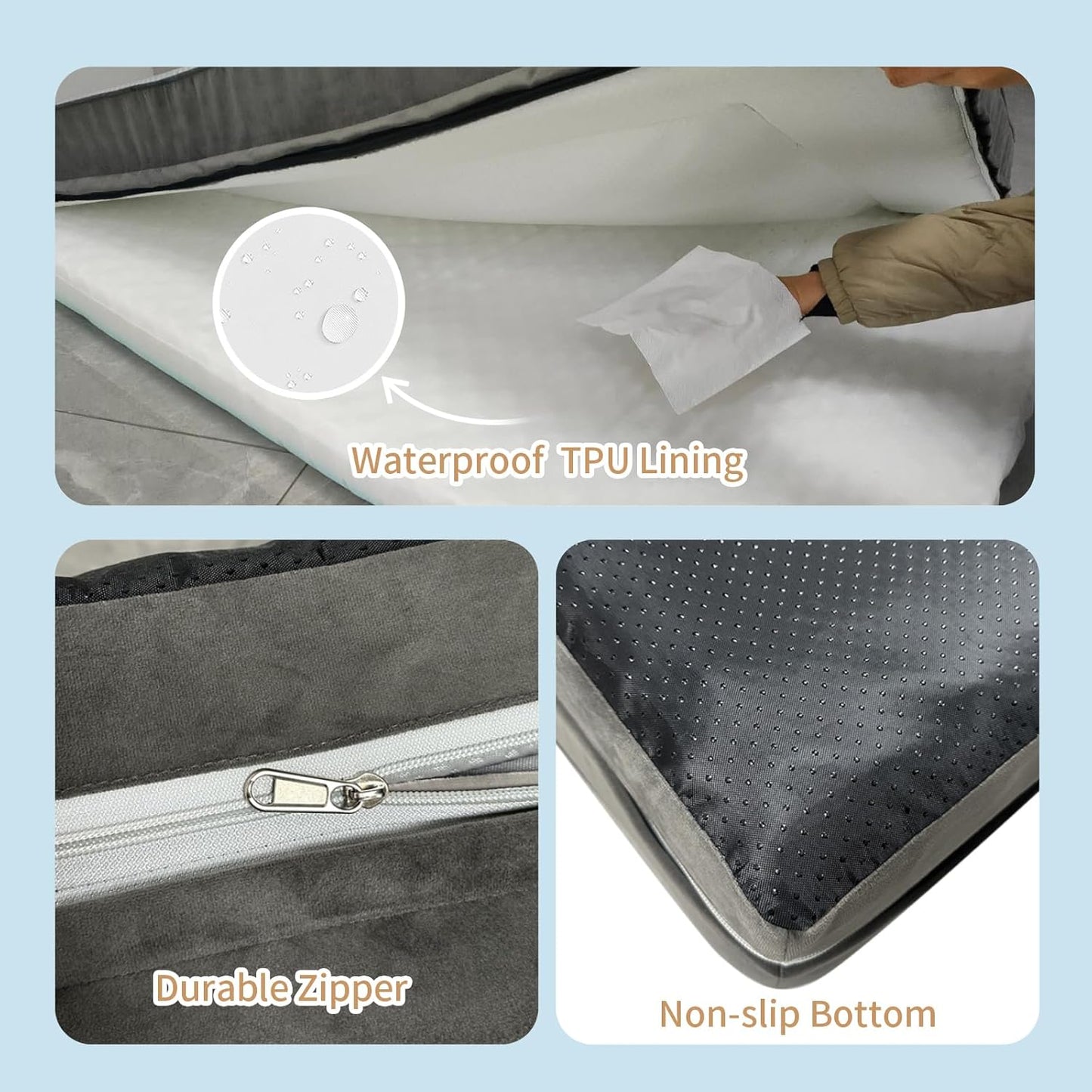 Cooling Dog Bed for Large Dogs, Orthopedic Dog Bed with Cooling Gel Mat, Removable Washable Cover, Waterproof Lining, Non-Slip Bottom, Summer Pet Bed for Sleeping, Size:40"*32"*8"
