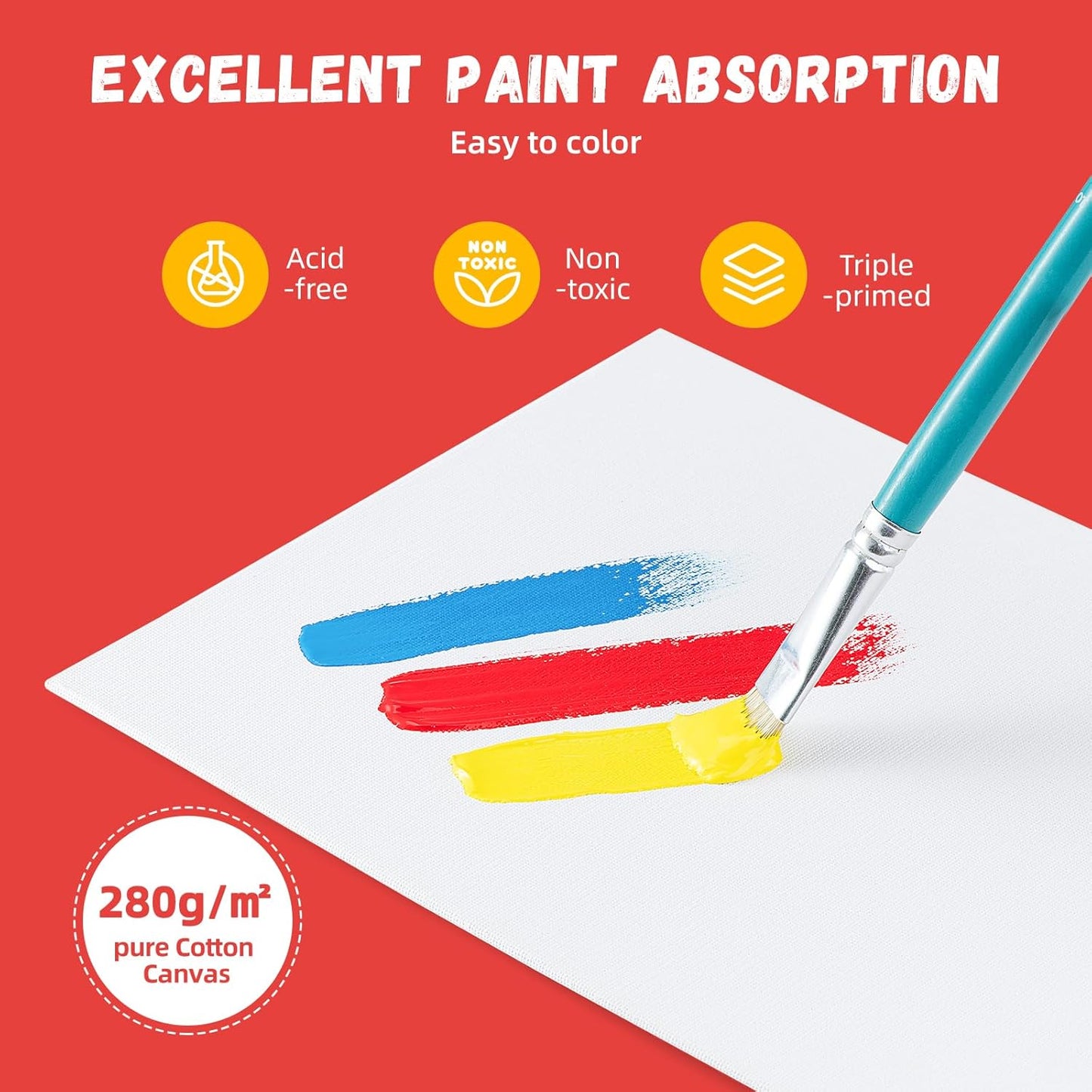 Simetufy Canvas Boards for Painting 52 Pack 8 x 10 Inch Blank Flat Canvas Panels 100% Cotton Pre-Primed for Acrylic & Oil Paint, Art Supplies for Kids & Adults