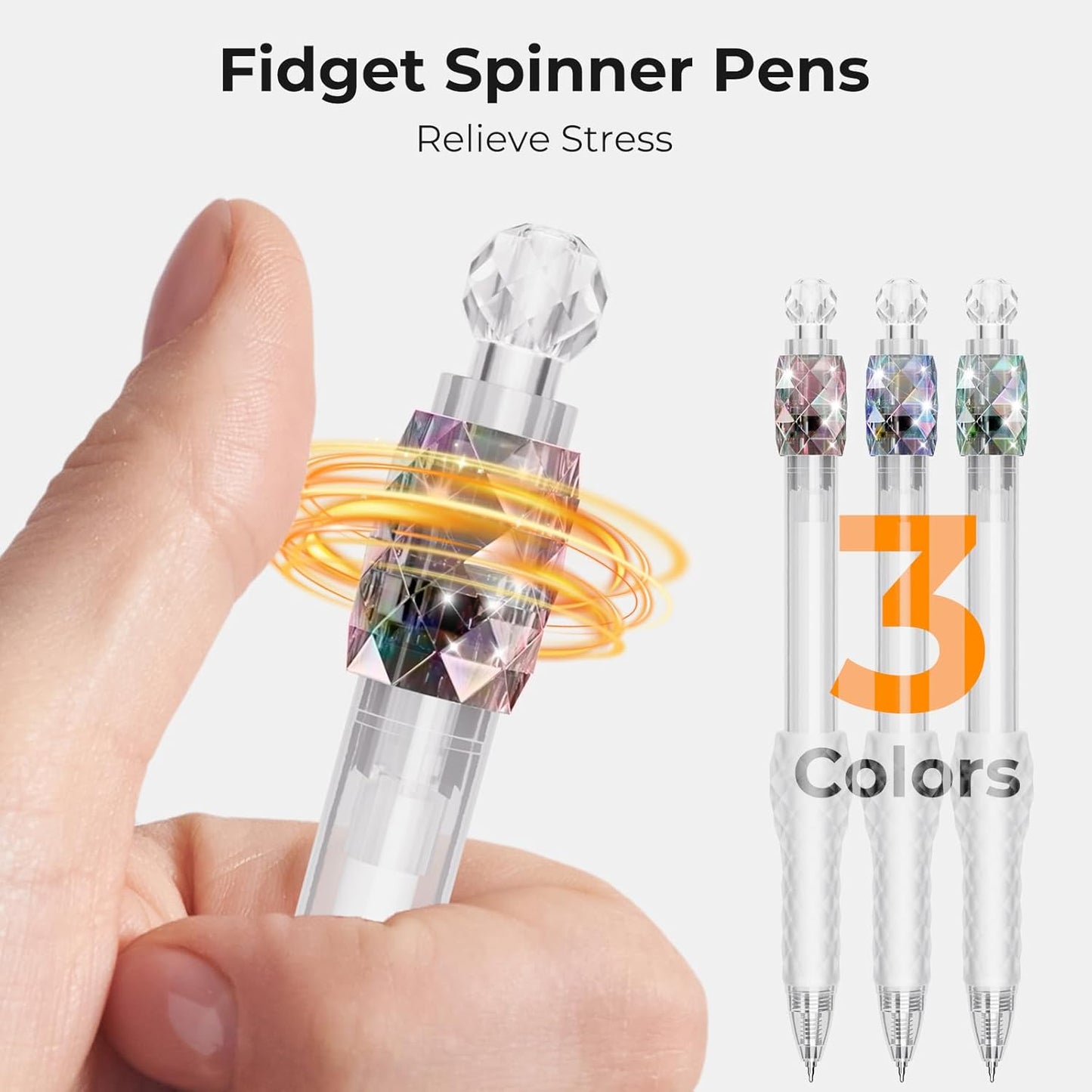 8 Pcs Gel Pens - 0.7mm Fidget Rotating Black Ink Fine Point Smooth Writing - Soft Grip Quick-dry Gel Pens for Journaling, Cute School & Office Supplies for Women Men