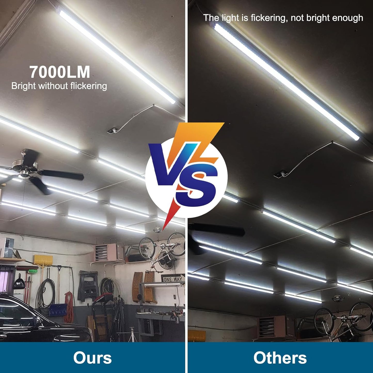 LED Shop Lights,4FT Led Light 6500k Daylight 50W 7000LM.4 Foot Shop Lighting Clear Cover Integrated V-Shape,Led Garage Lights for Workshop 4ft,Warehouse Commercial Bay Lighting(2-Pack)