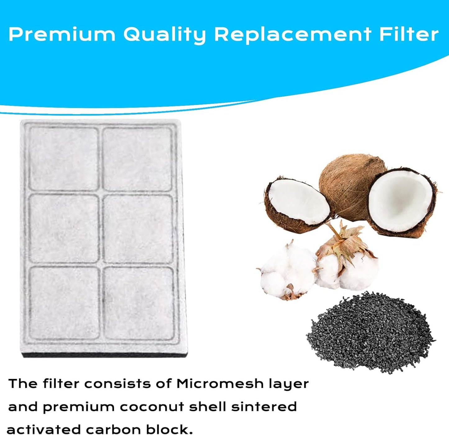 Cat Water Fountain Filters, Compatible with Drinkwell Premium Platium Cat Dog Fountain Charcoal Replacement Water Filters, 12 Pack