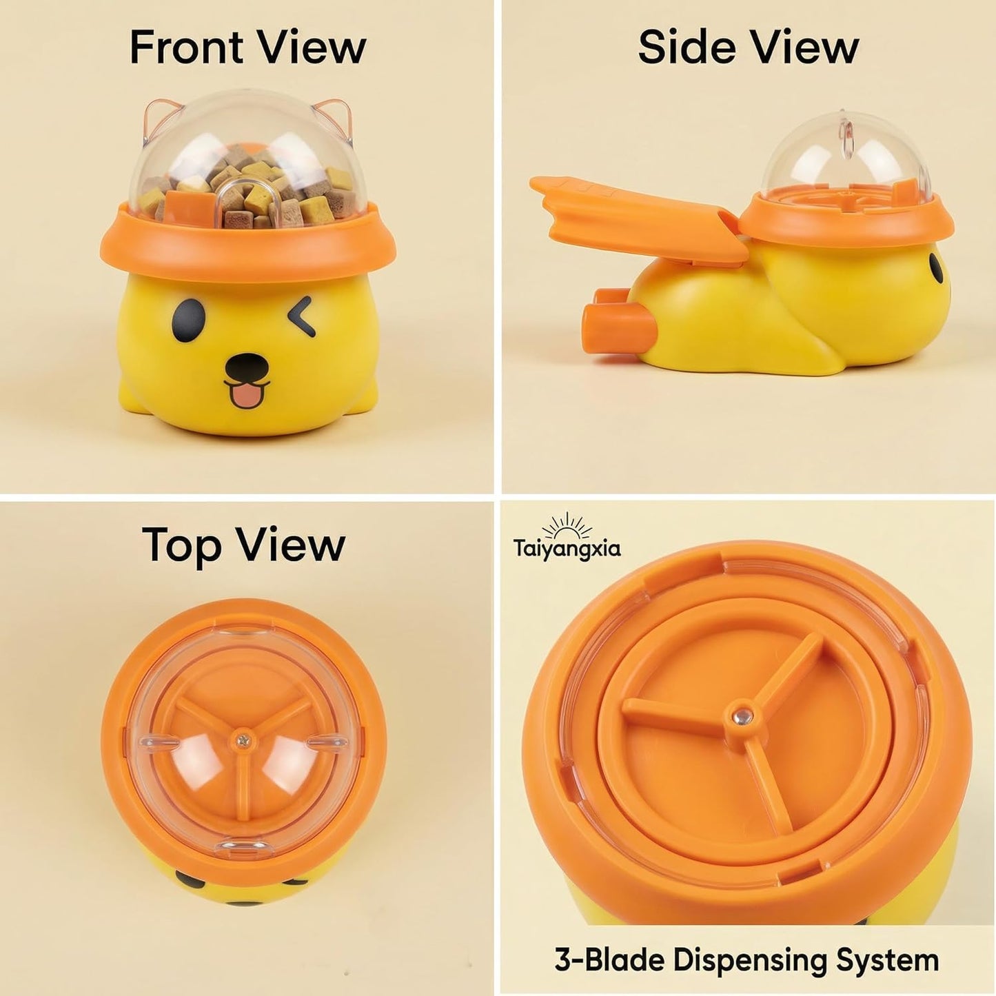 2-Pack Interactive Dog Treat Dispenser Toy, Press-Type Puzzle Cat Feeder for IQ Training and Mental Stimulation, Slow Feeder Enrichment Toy for Small to Mid-Size Dogs and Cats, Orange-Yellow