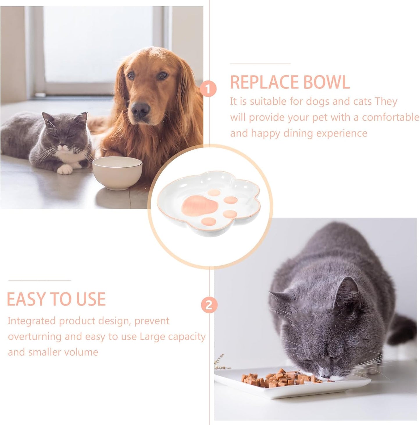 Milisten Ceramic Cat Bowl 9-inch Tilted Cat Feeder with Non-Spill Design Red Indoor Pet Feeding Dish