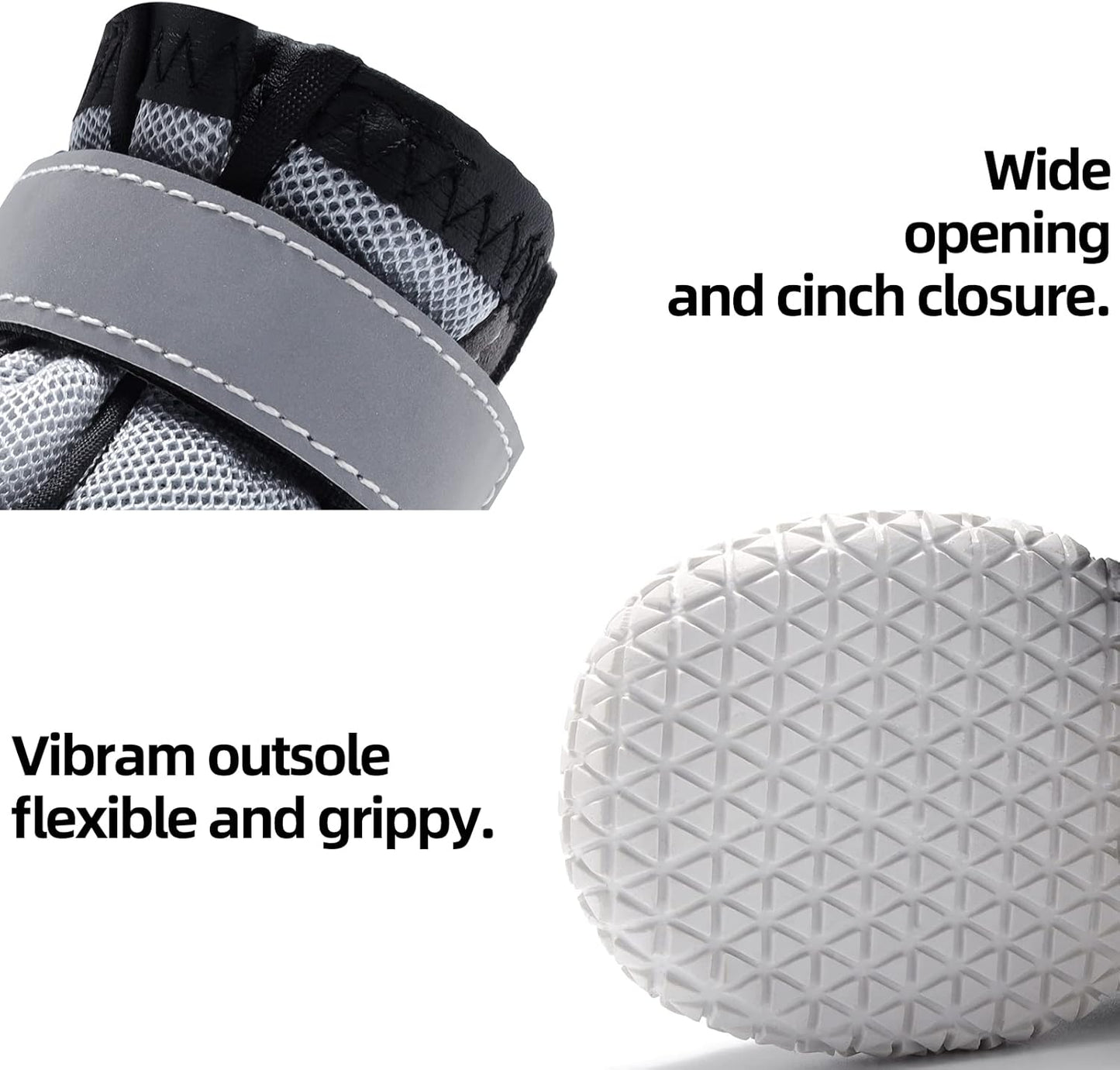 Hcpet Dog Boots for Large Dogs, Dog Shoes for Winter Snow Hot Pavement, Paw Protector Dog Booties Designed for Comfort and Breathability, Outdoor Booties for Small Medium Dogs for Hiking Grey Size 5