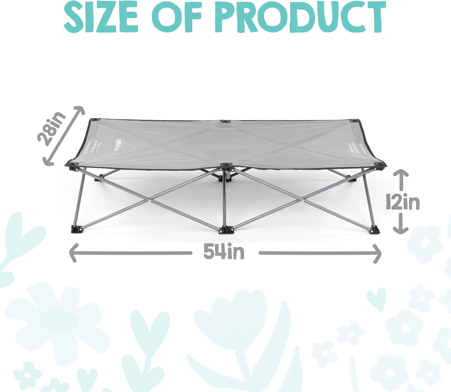 Regalo Extra Long My Cot Portable Toddler Bed - Gray 54x28x12 Inch