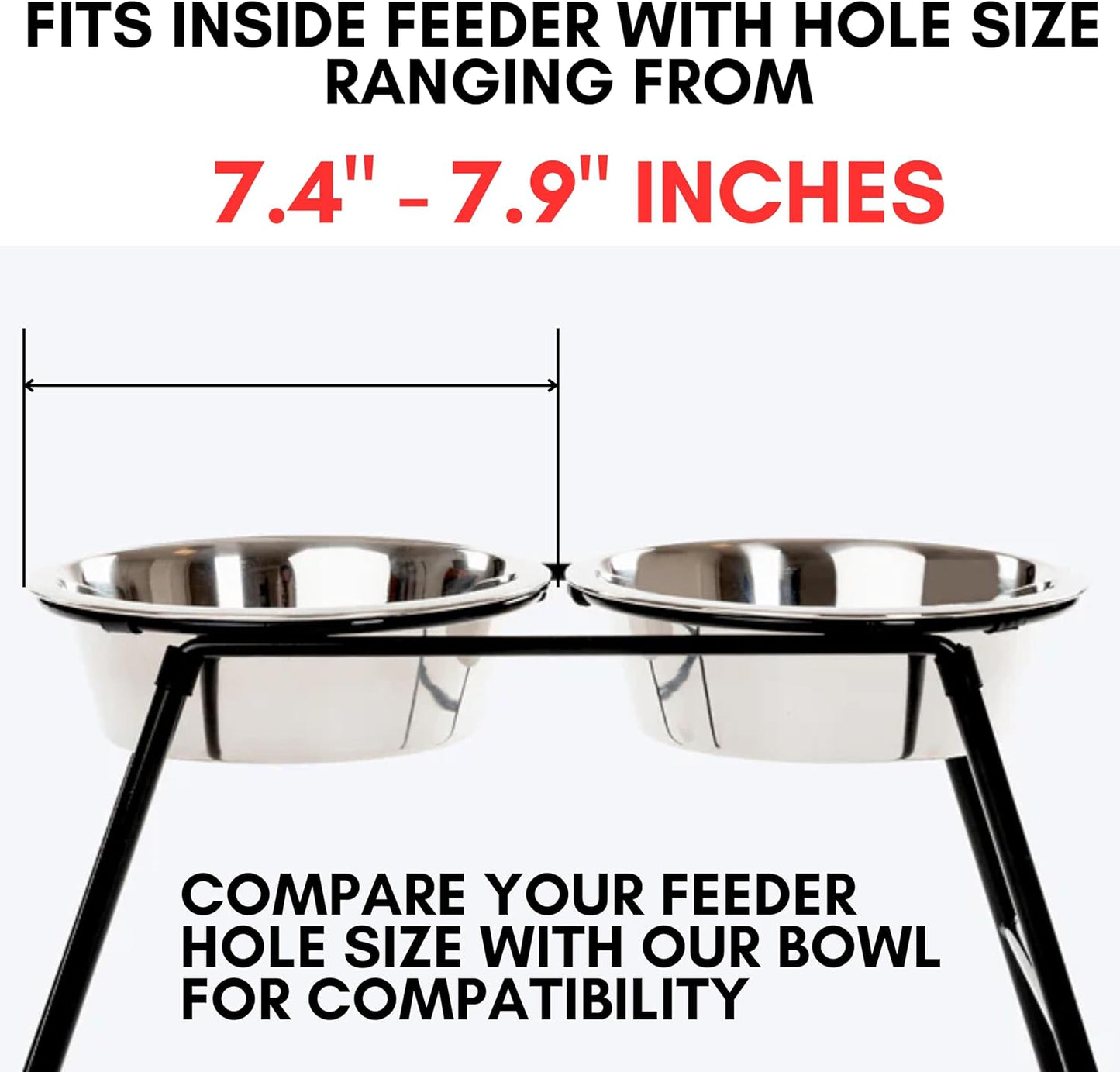 Stainless Steel Dog Bowl 2-Pack Metal Food and Water Dish (8.1" inch Outer Diameter) Pet Feeder Replacement Bowls Dishwasher Safe, Easy to Clean (7 Cups)
