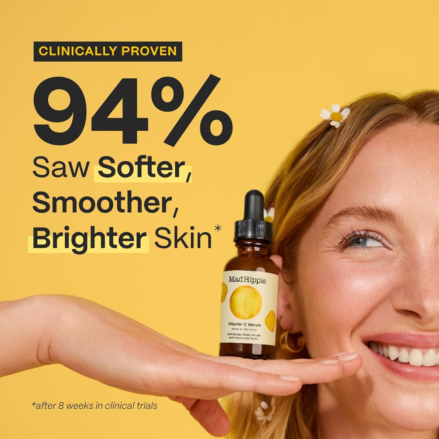 Mad Hippie Vitamin C Serum for Face – C + E + Ferulic Acid, Hyaluronic Acid, Stable Low-Irritation Formula, Brightening, 1.02 fl oz