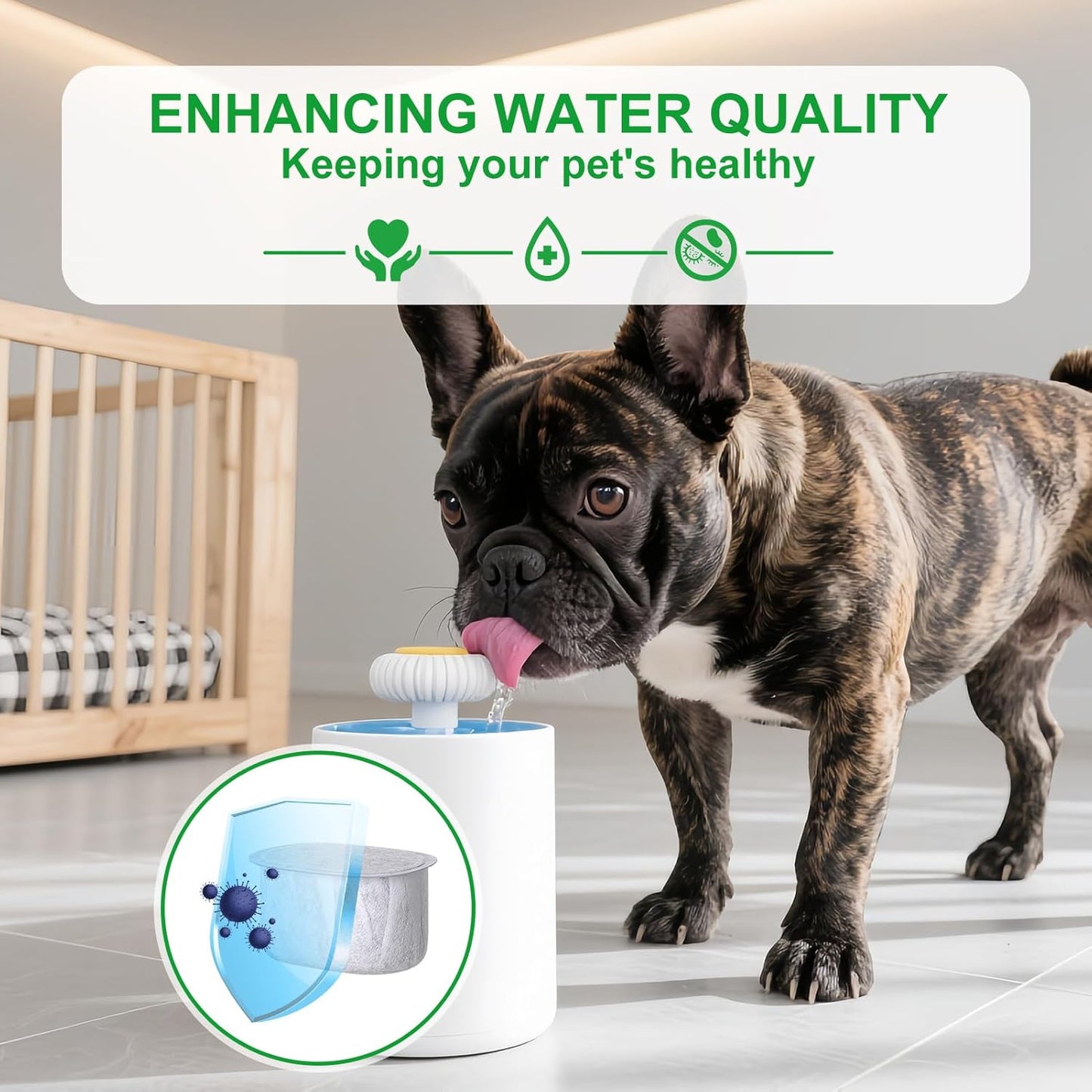 12 Pack Cat Water Fountain Replacement Filters with Sponges Compatible with W300&W300B&W500&W500B Automatic Pet Fountain 71oz/2L and 118oz/3.5L Dog Water Bowl Drinking Dispenser