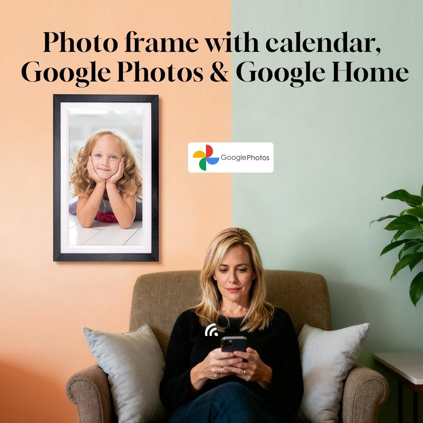 15.6" Digital Google Calendar+Pen,No Subscription|All-in-one Smart Display:Photo Frame,Google Play Apps,Voice Assistant,Home Hub,Streaming|Built-in Battery|Wall&Desk|Anti-Glare Touchscreen|Walnut Wood