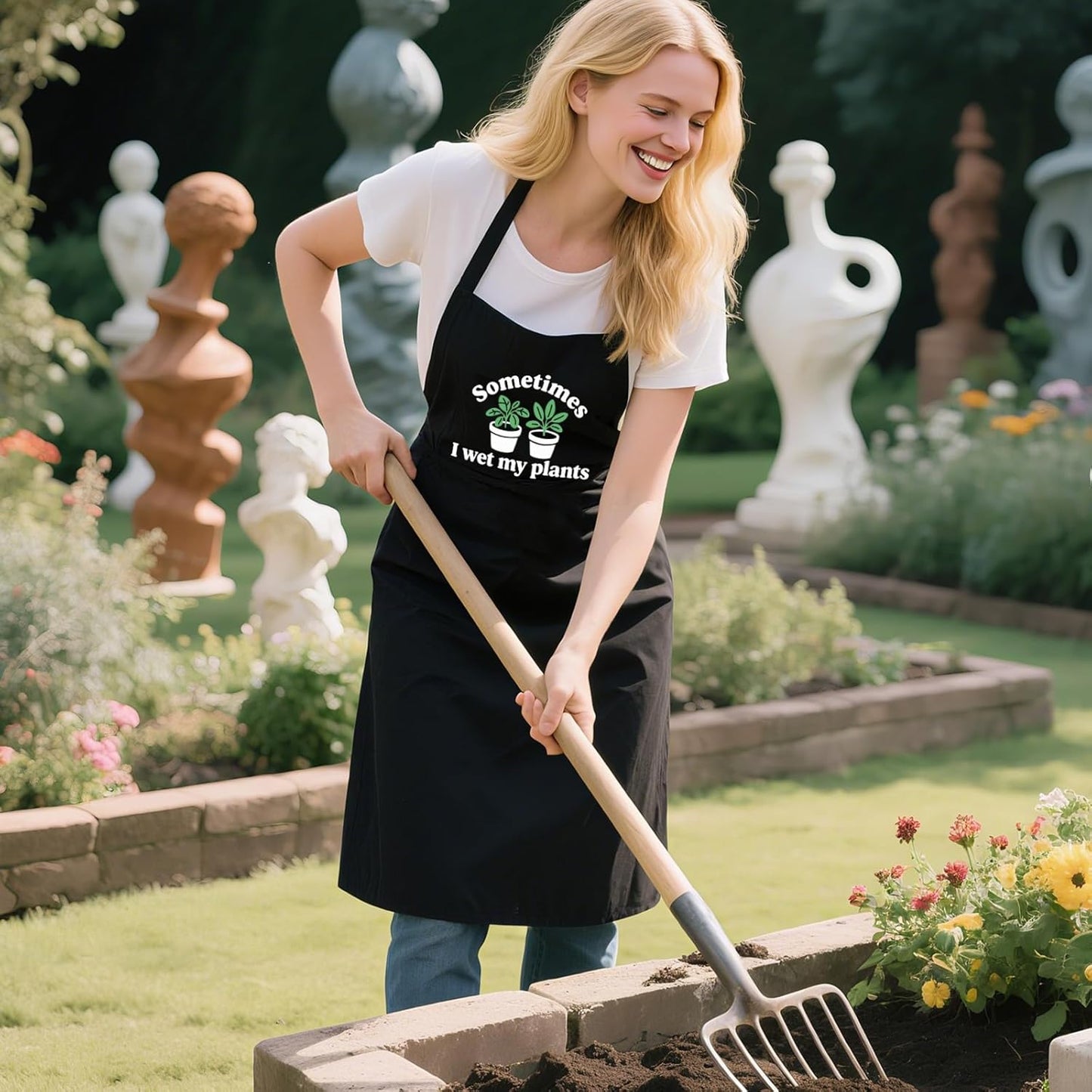 Gardening Apron for Women with Pockets, Adjustable Funny Garden Apron Gifts for Gardener Mom Wife Plant Lover