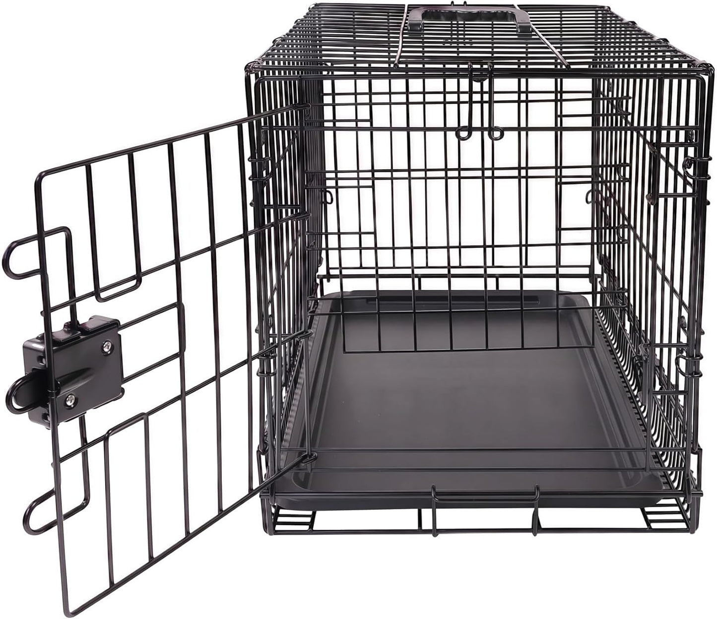 Amazon Basics Portable, Foldable Metal Wire Dog Crate with Removable Tray, Single Door, Divider Panel, Collapsible for Travel, 22 x 13 x 16 in, Black
