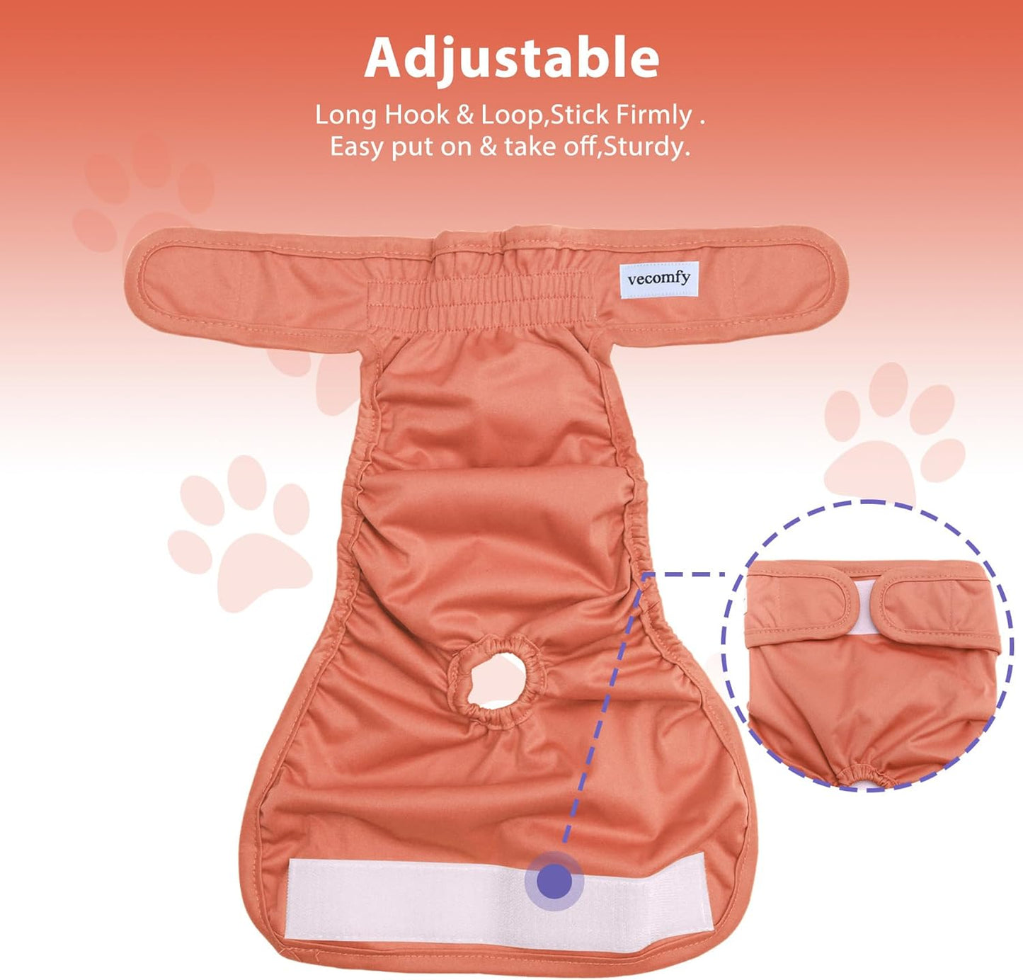 Reusable Female Dog Diapers for Medium Dogs,(4 Pack) Easy Absorbent Medium Doggie Diapers for Peeing,in Heat,Dog Period Panties,M