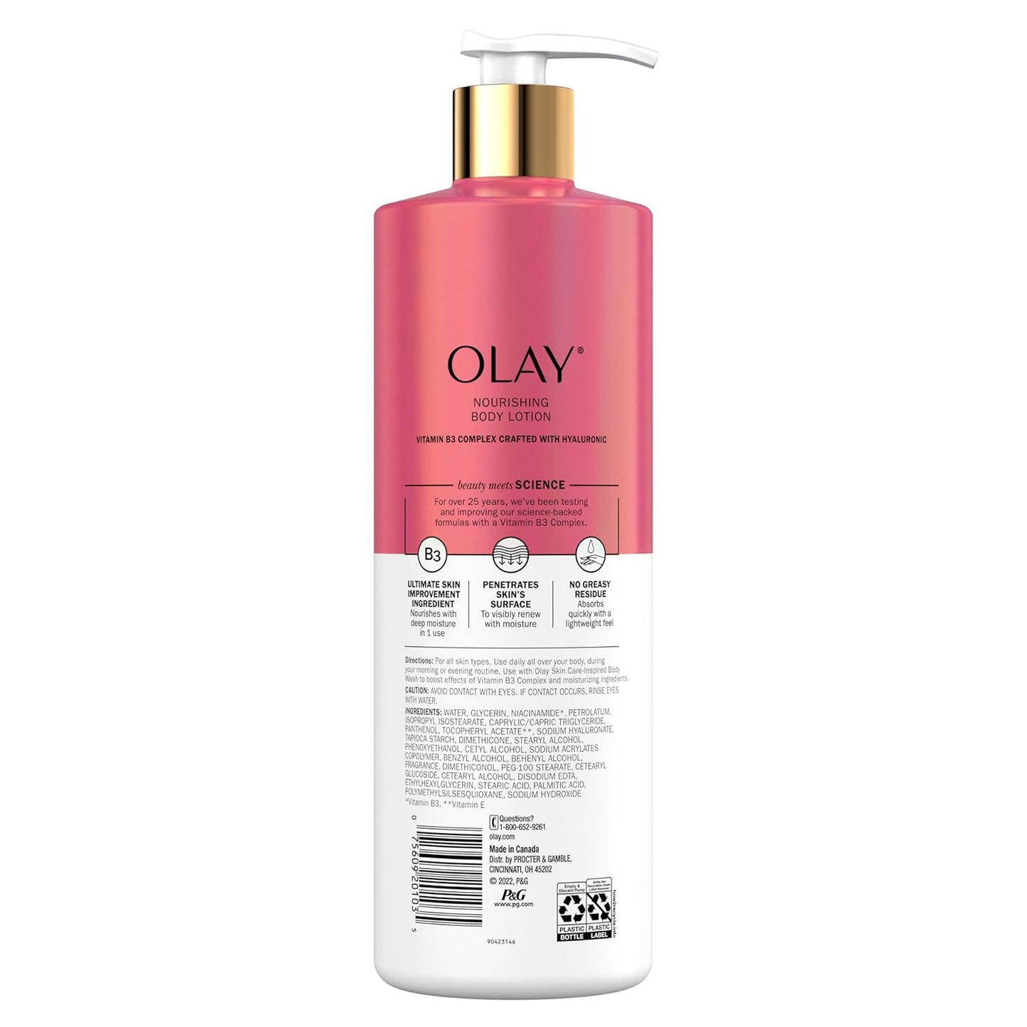 Olay Nourishing & Hydrating Body Lotion for Women with Hyaluronic Acid, 17 oz (Pack of 4)