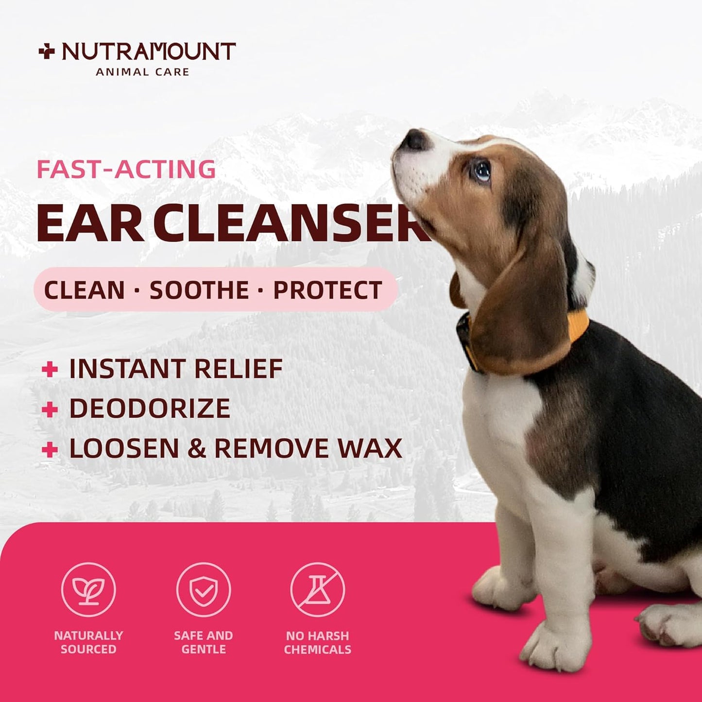 Ear Cleanser 150ml/5 fl.oz for Dogs, Cats and Livestock Cleanses Ear Canal Reduces Ear Odor Twin Pack