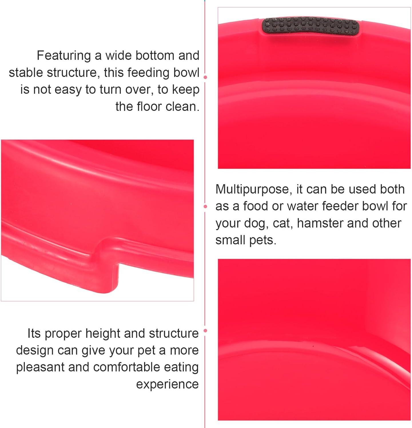 Milisten Dog Feeding Bowl Plastic Pet Feeder Red Round Dog Food Container Single Bowl for Puppies