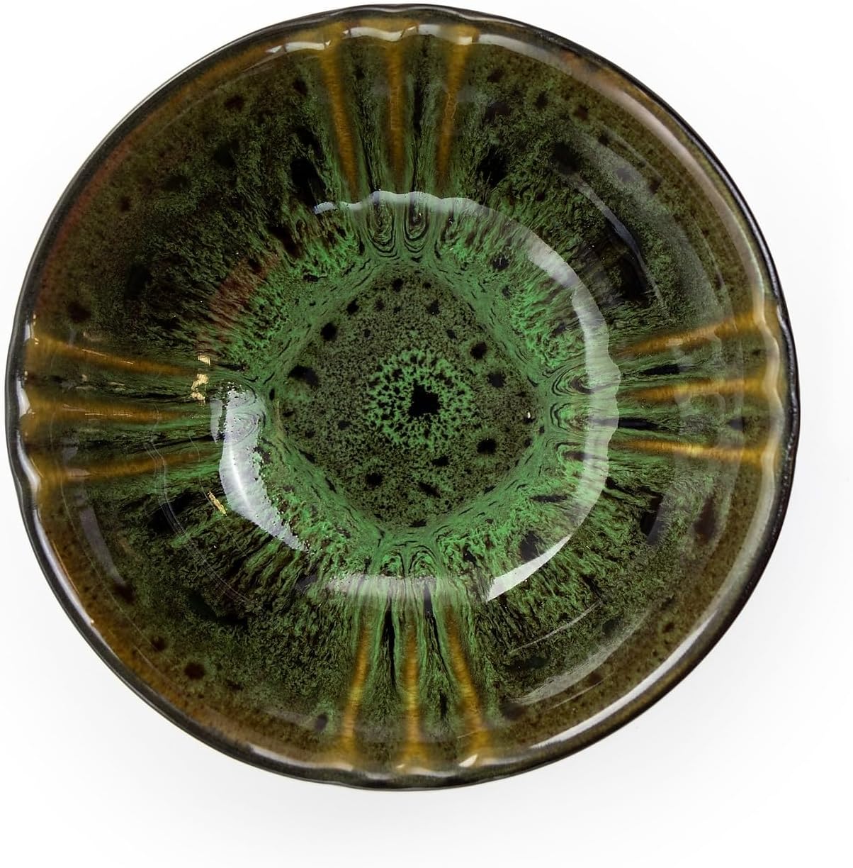Elama Stoneware Round Oval Dinnerware Dish Set, Jade Green