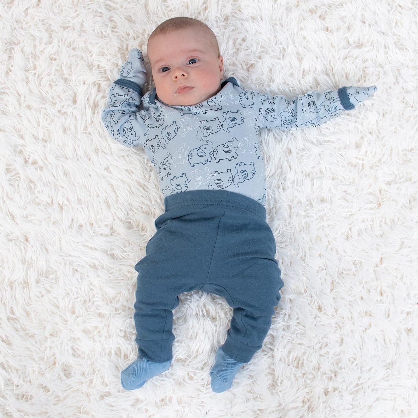 The Peanutshell Baby Layette Gift Set for Boys - 30 Piece Layette Set, Newborn to 9 Months Baby Boy Clothes - Elephant Blue