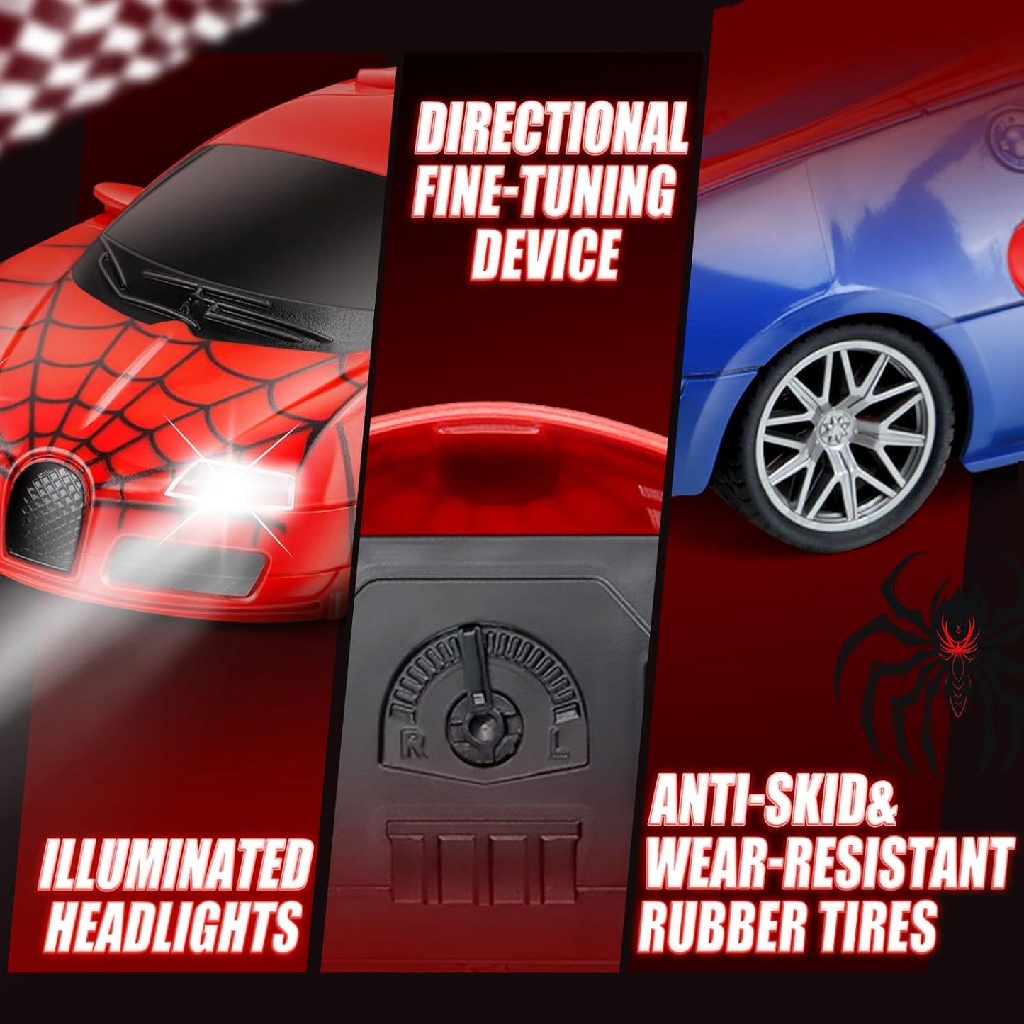 Remote Control Car Toy for Kids: Spider Rc Cars for Boys Age 4-7 Toy Cars for Boys Age 4-7 Racing Car Toys Spider Toys for Boy 4-6 Birthday Gift for 3 4 5 6 7 8 9 Year Old Boy Girls, Red