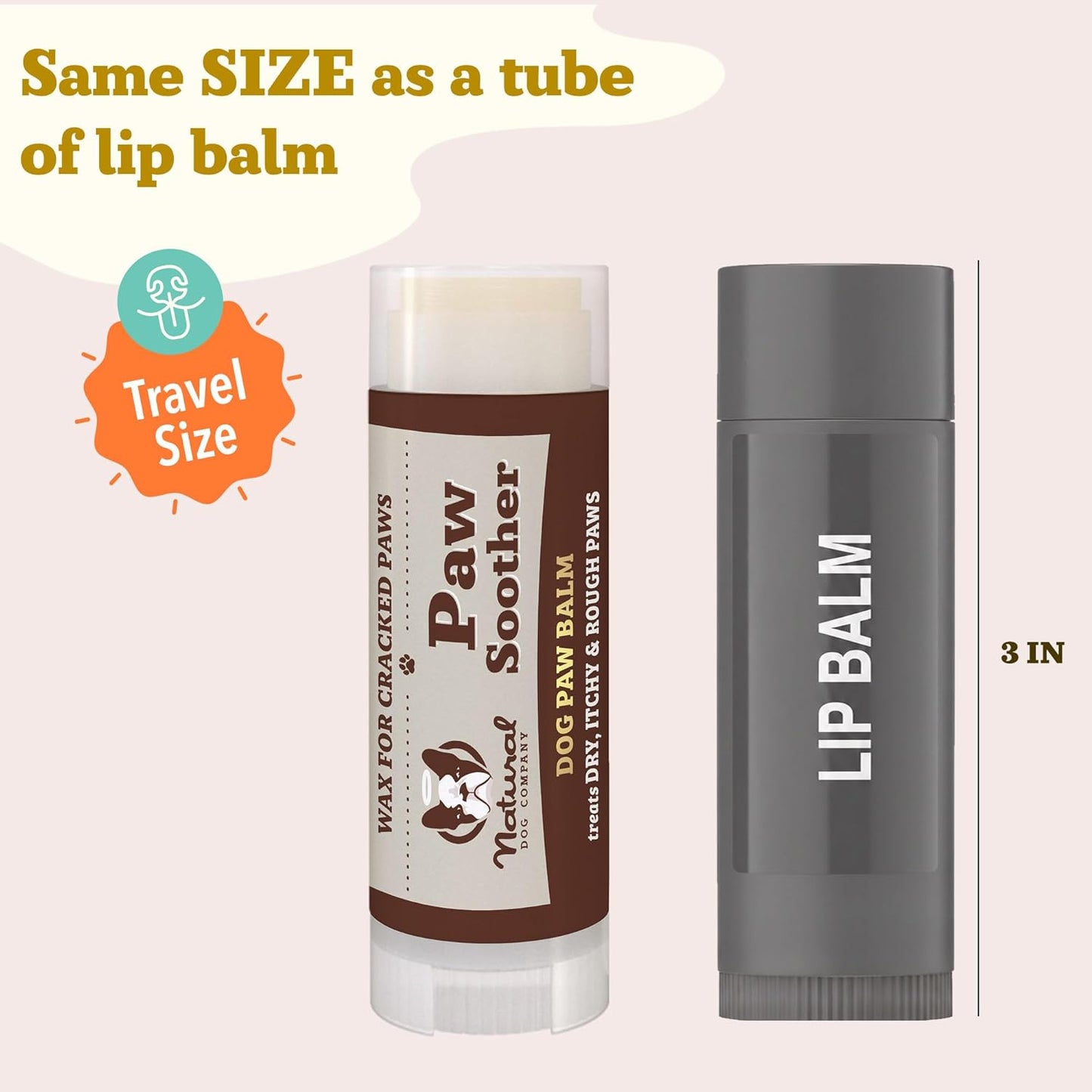 Natural Dog Company Paw Soother Balm & Wax - Dog Paw Balm & Moisturizer for Dry, Cracked Paw Pads, Helps Moisturize & Condition Winter-Worn Paws, Coconut Oil & Calendula, Daily Paw Care, 0.15 oz Stick