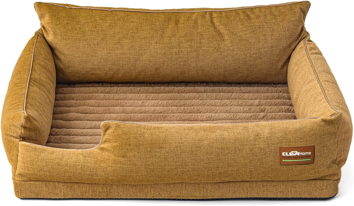 ClevaHome Comfort Orthopedic Dog Sofa Bed for Small Dogs and Cats – Water-Resistant, Washable Cover & Nonslip Bottom, Orthopedic Egg-Crate Foam Design